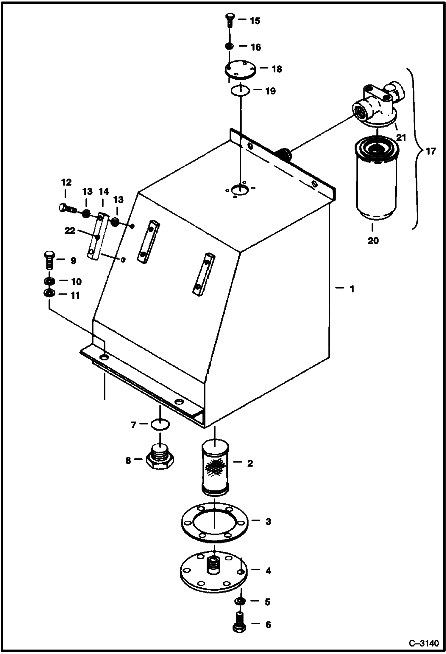 Схема запчастей Bobcat 220 - HYDRAULIC TANK & FILTER (S/N 508211001-11308) HYDRAULIC SYSTEM