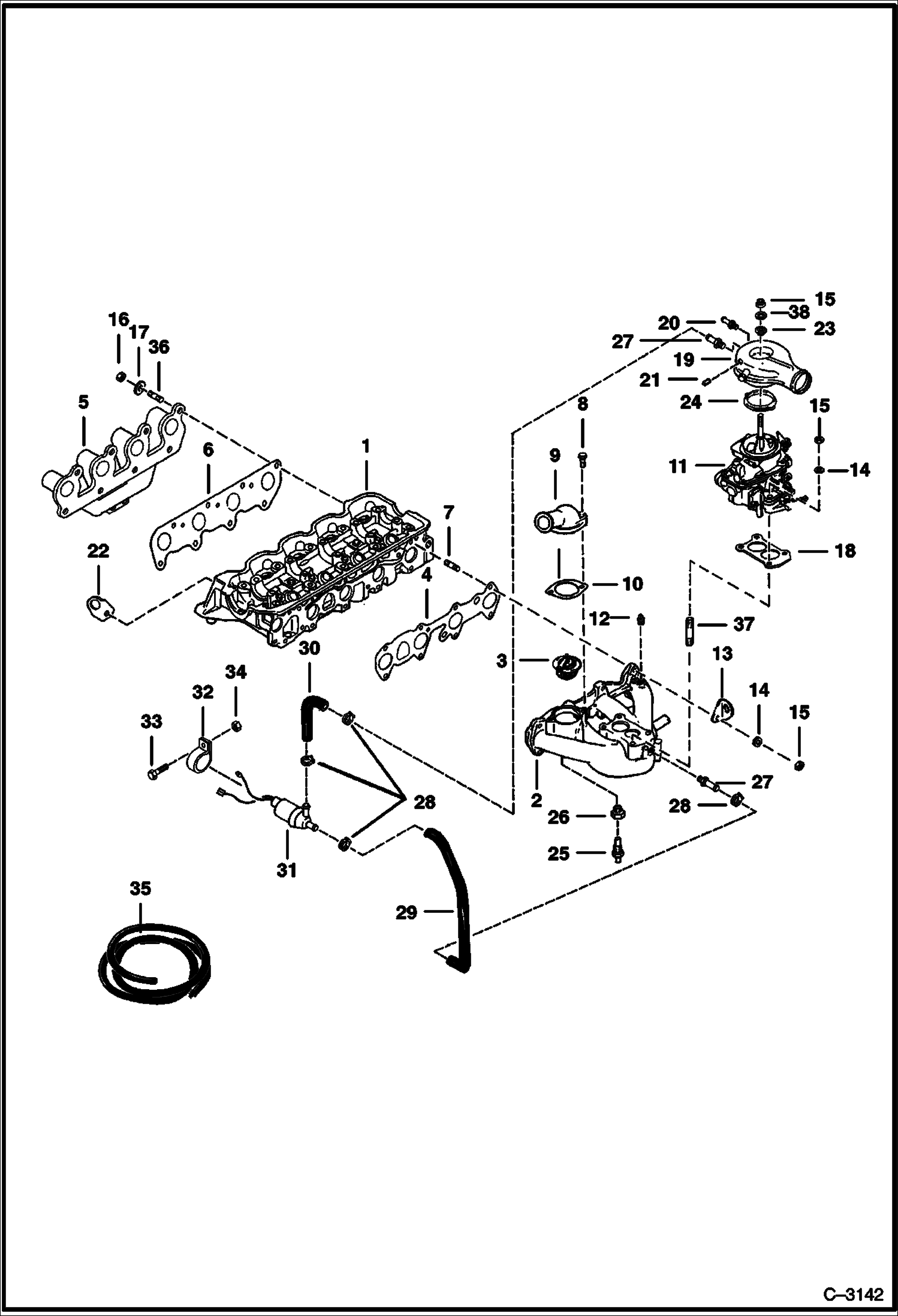 Схема запчастей Bobcat 700s - MANIFOLDS & CARBURETOR POWER UNIT