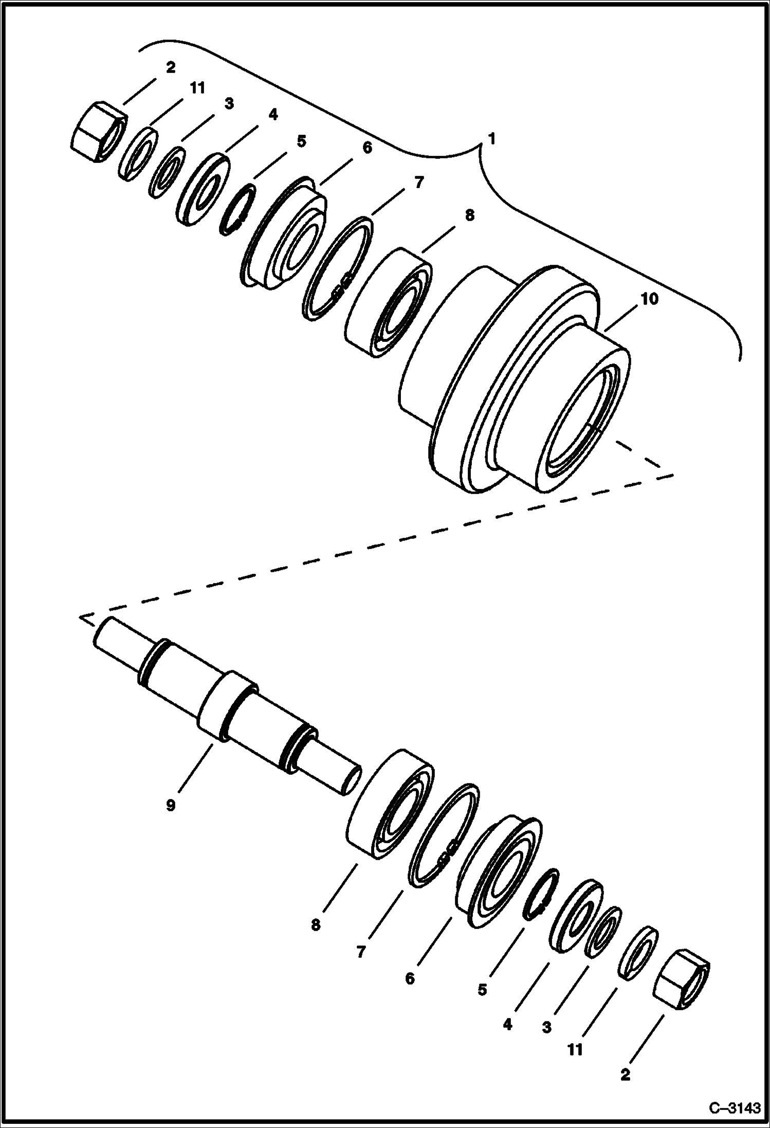 Схема запчастей Bobcat 322 - TRACK ROLLER (S/N 223811001-223811359, 223511001-223511788) UNDERCARRIAGE