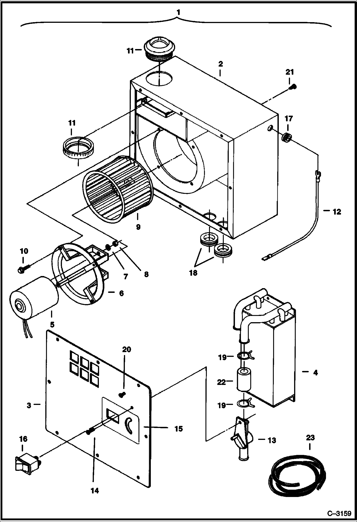 Схема запчастей Bobcat 231 - HEATER (With Single Speed Fan Motor) MAIN FRAME