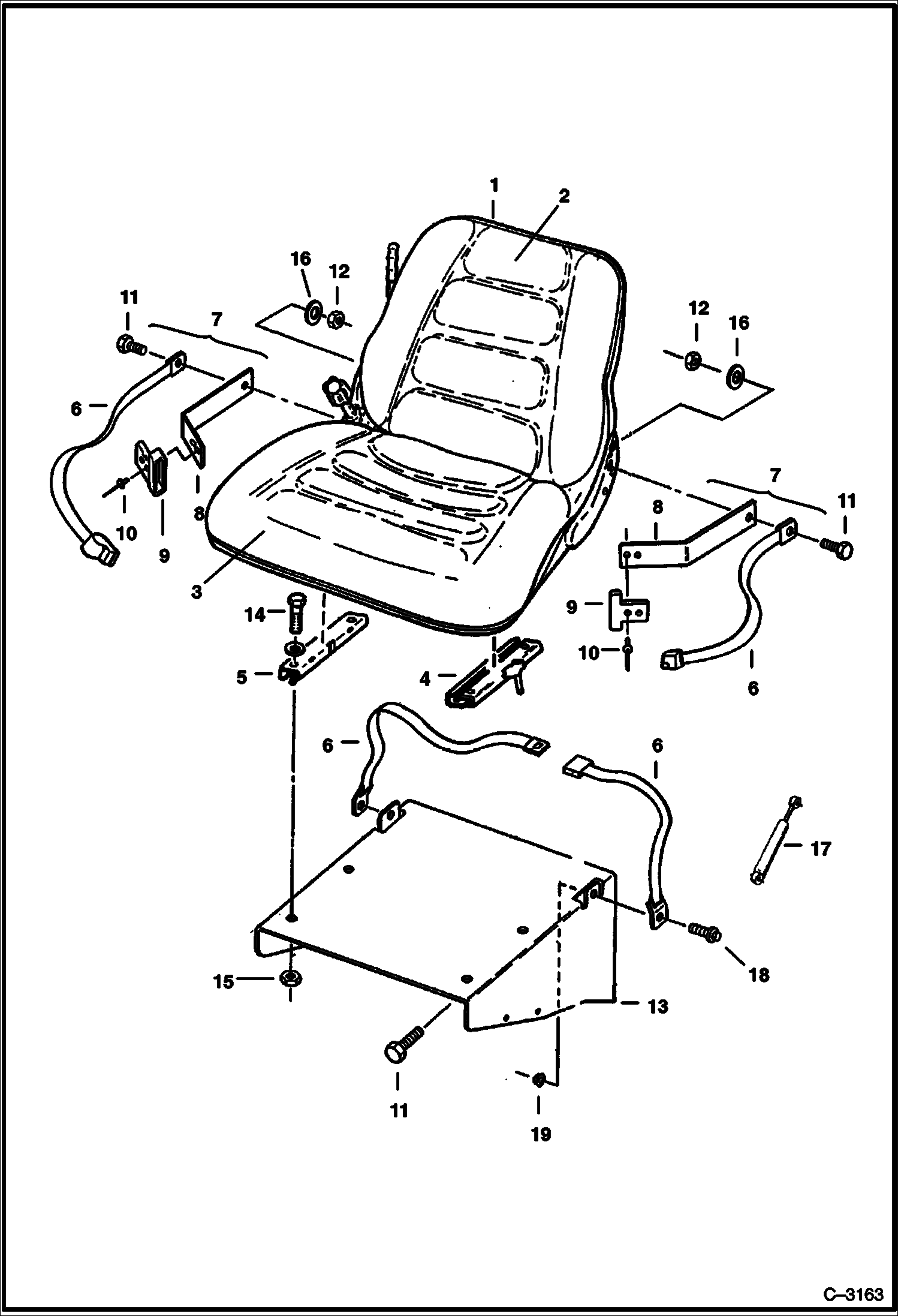 Схема запчастей Bobcat 325 - SEAT & MOUNTING (Standard Seat W/O Headrest) MAIN FRAME