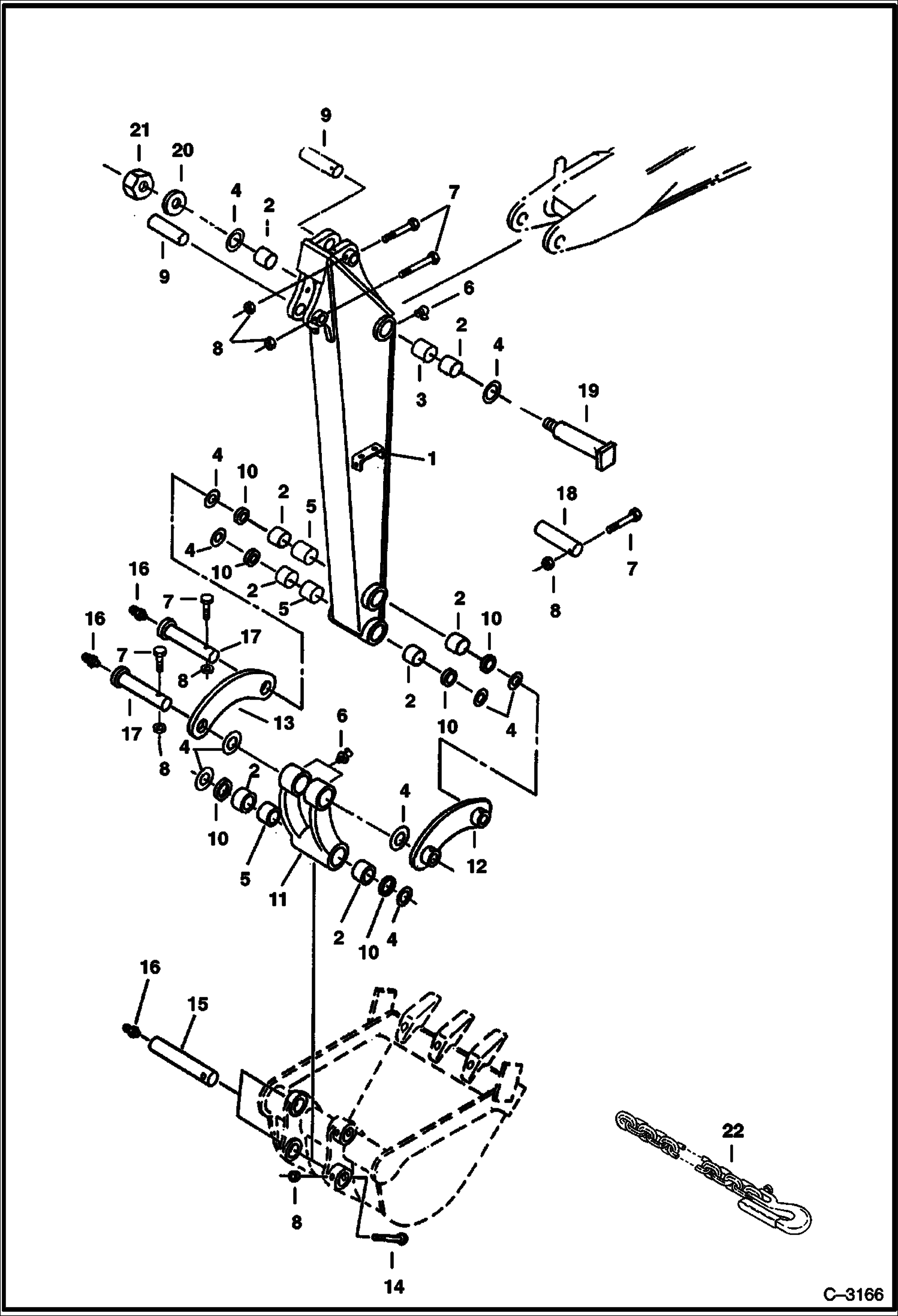 Схема запчастей Bobcat 220 - ARM & BUCKET LINK WORK EQUIPMENT