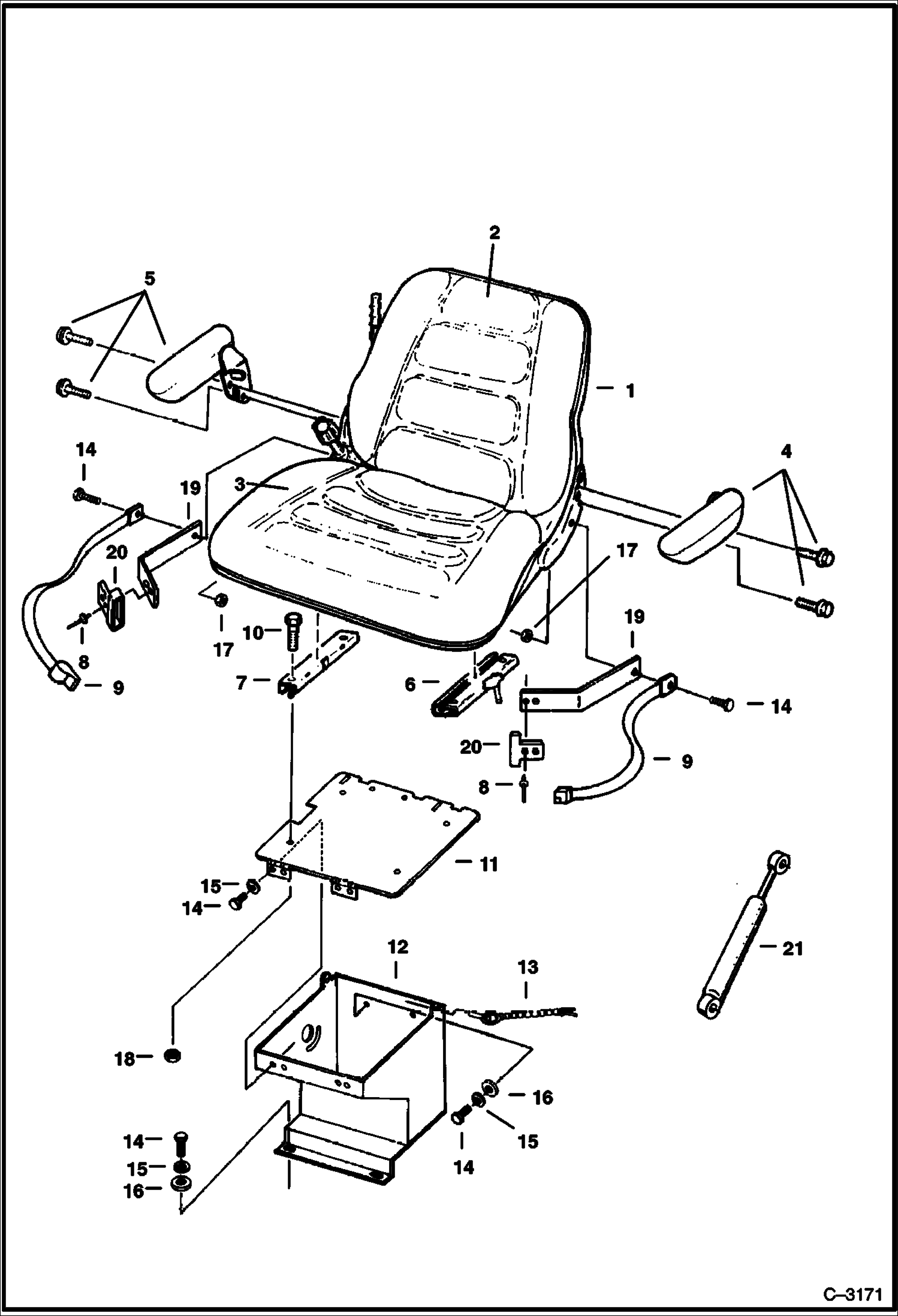 Схема запчастей Bobcat 220 - SEAT MAIN FRAME