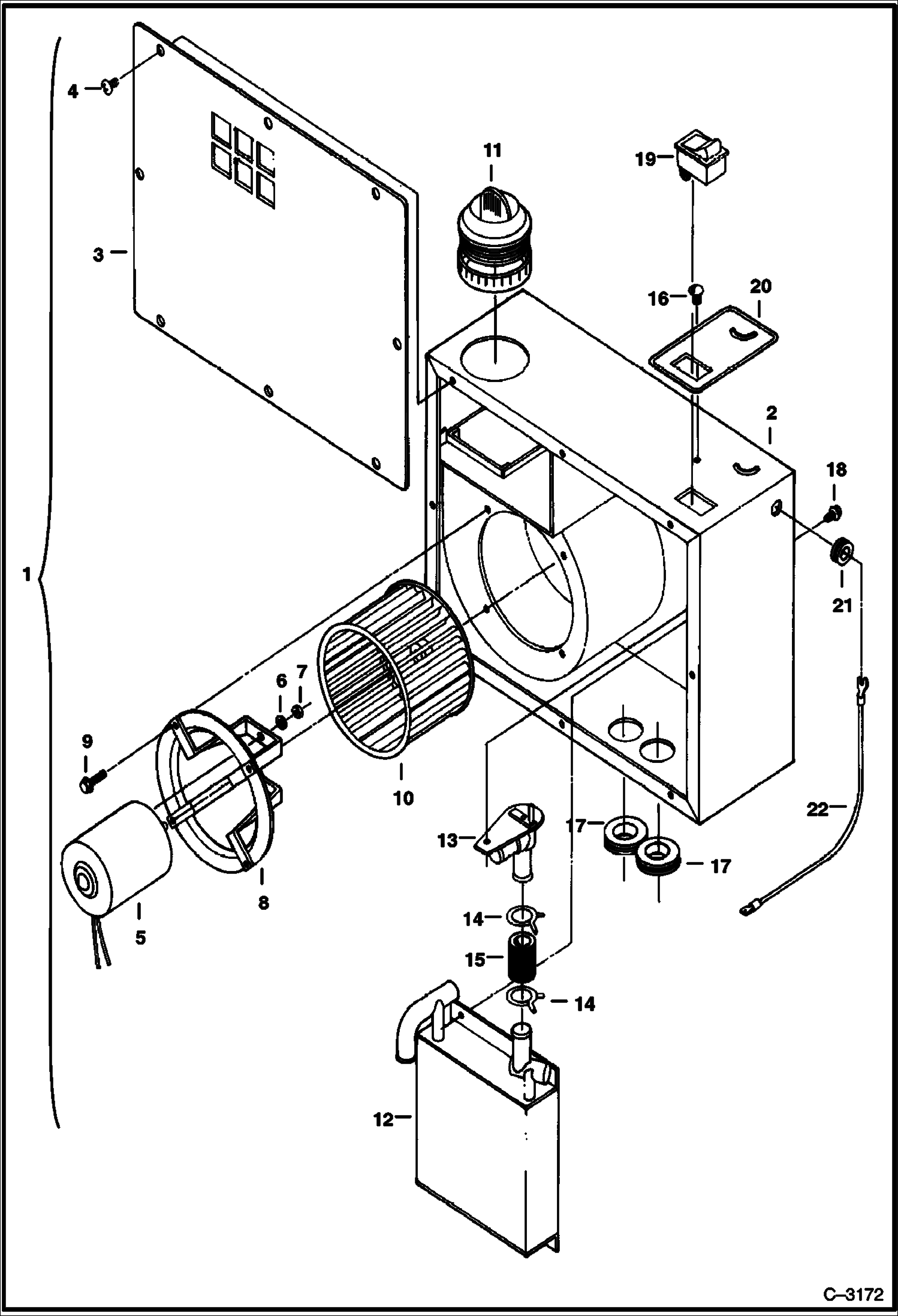 Схема запчастей Bobcat 220 - HEATER (With Single Speed Fan Motor) MAIN FRAME