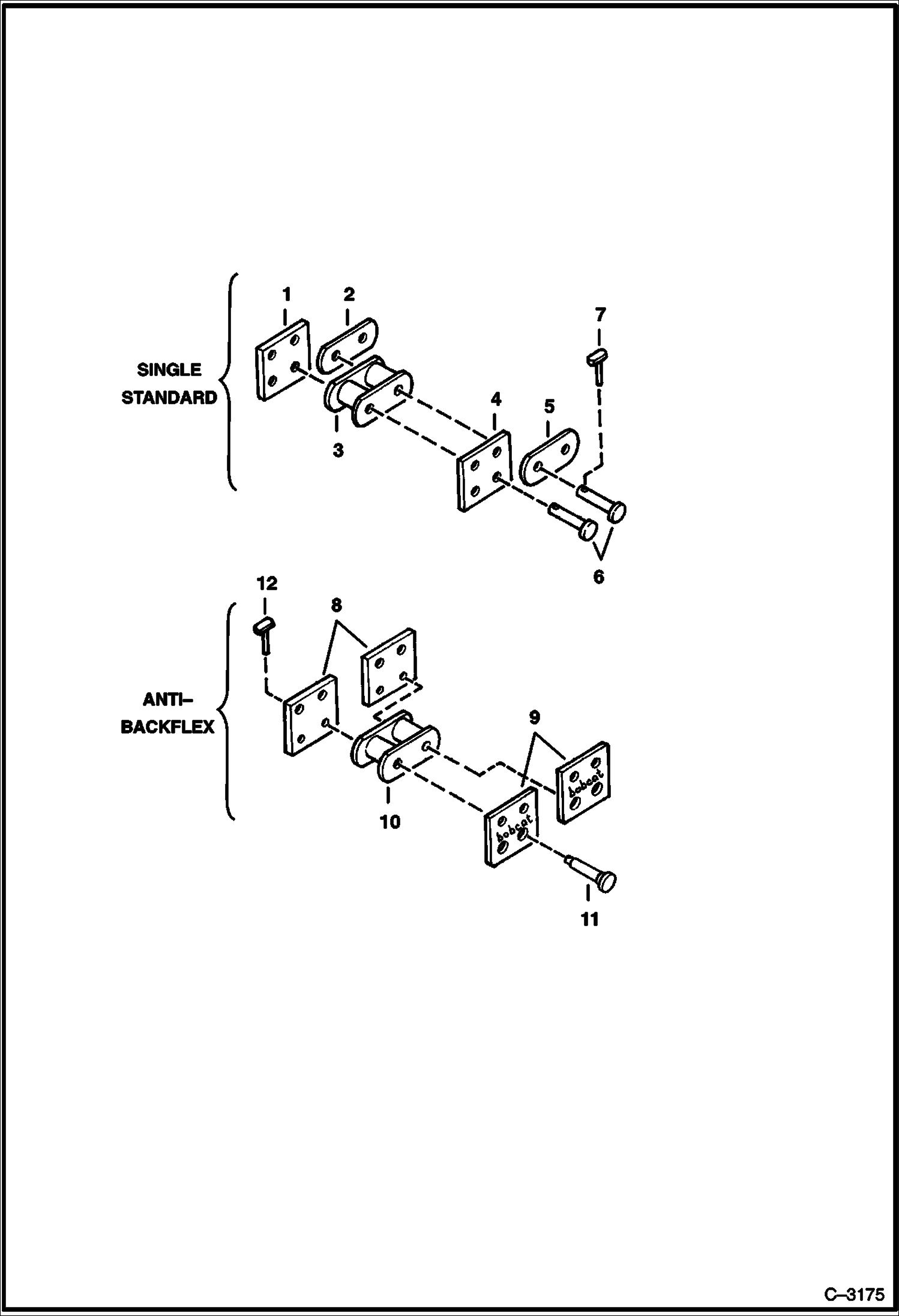 Схема запчастей Bobcat TRENCHERS - TRENCHER (Chain Repair Parts) (Rexnord - 42,01 mm (1.654)) (LT102 All S/Ns) (MX102 All S/Ns) Loader