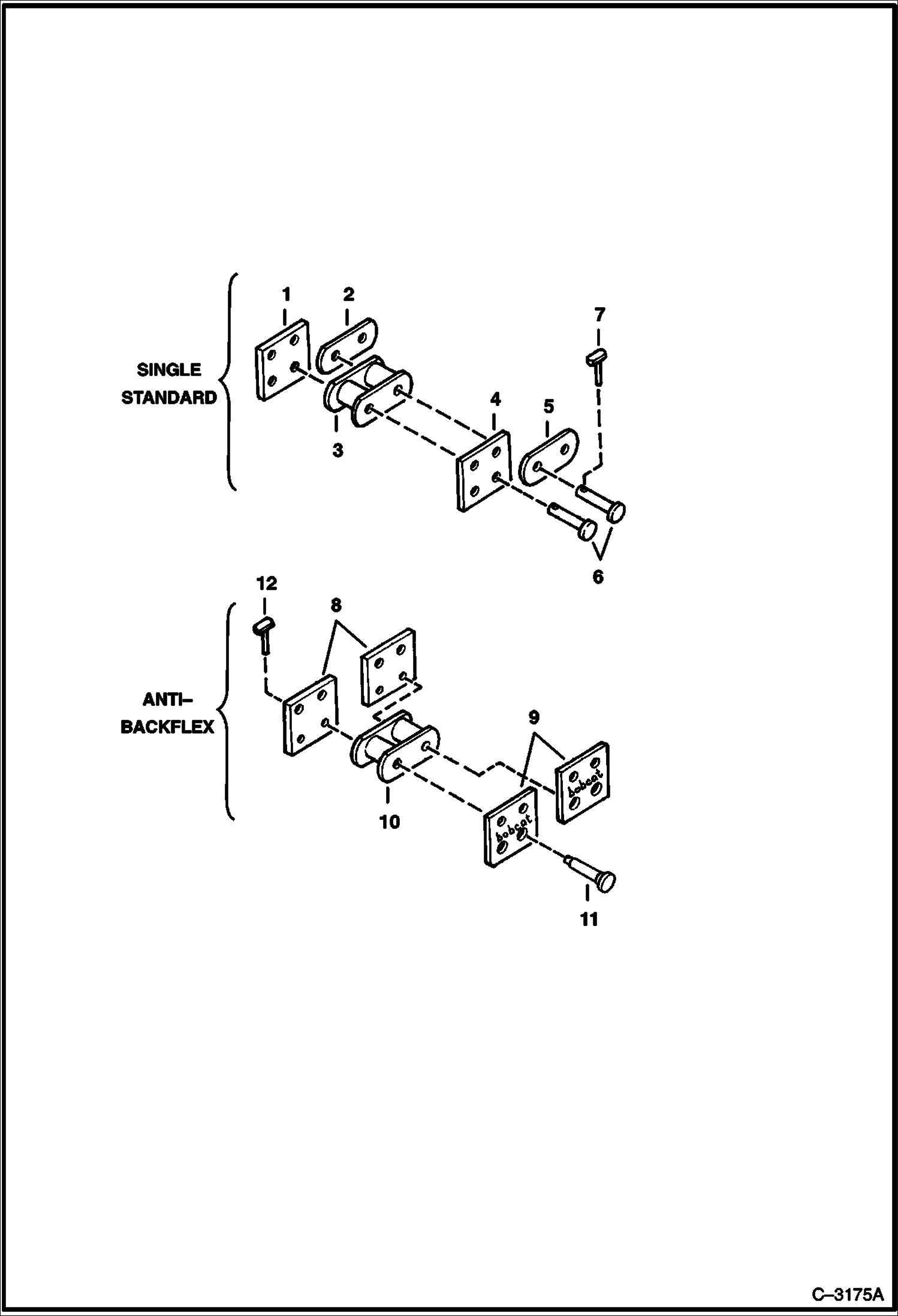 Схема запчастей Bobcat TRENCHERS - TRENCHER (Chain Repair Parts) (Rexnord - 42,01 mm (1.654)) (LT203) Loader