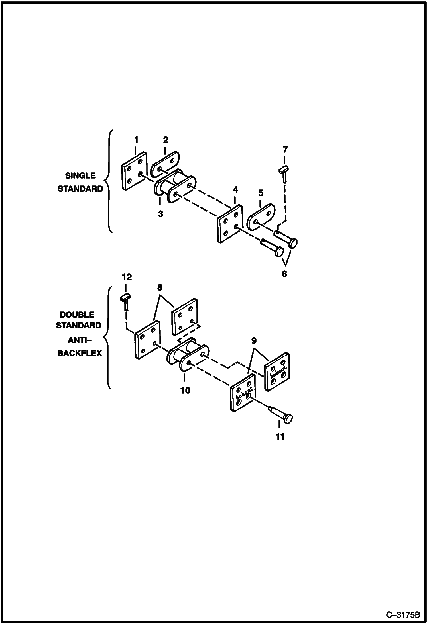 Схема запчастей Bobcat TRENCHERS - TRENCHER (Chain Repair Parts) (Rexnord - 42,01 mm (1.654)) (LT204) Loader