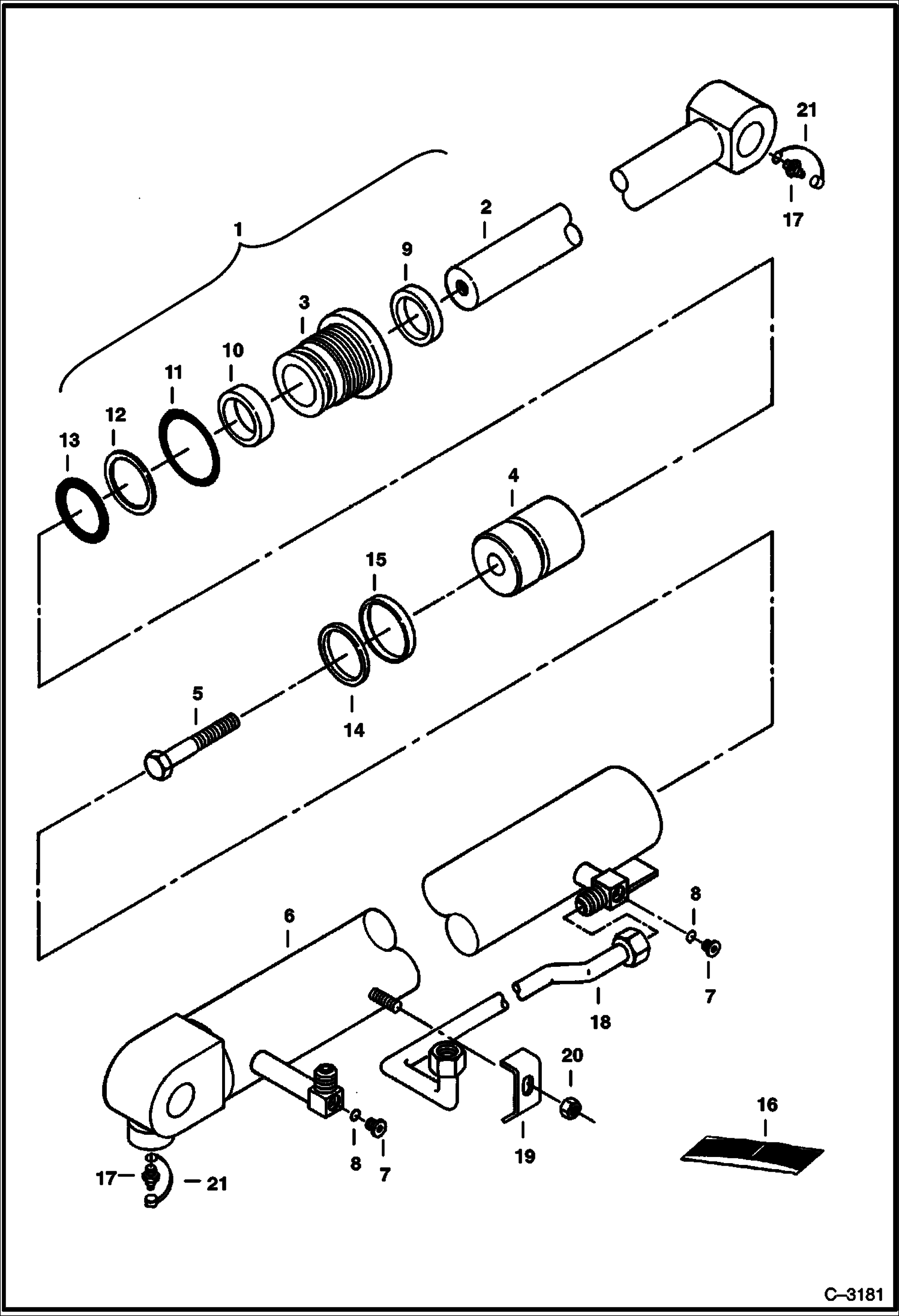 Схема запчастей Bobcat 220 - BOOM CYLINDER (Bobcat) HYDRAULIC SYSTEM