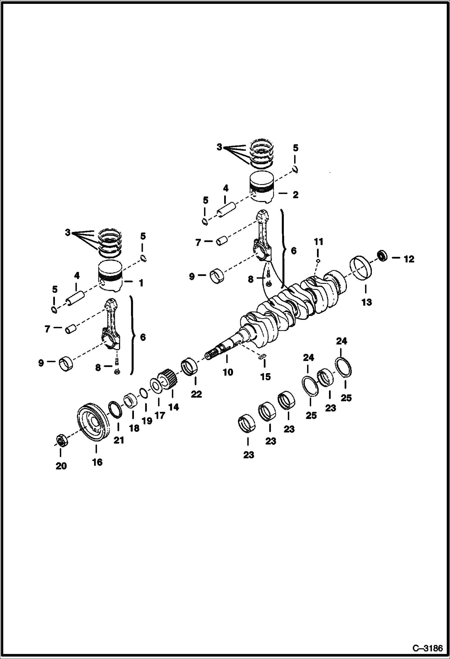 Схема запчастей Bobcat 231 - PISTONS & CRANKSHAFT POWER UNIT