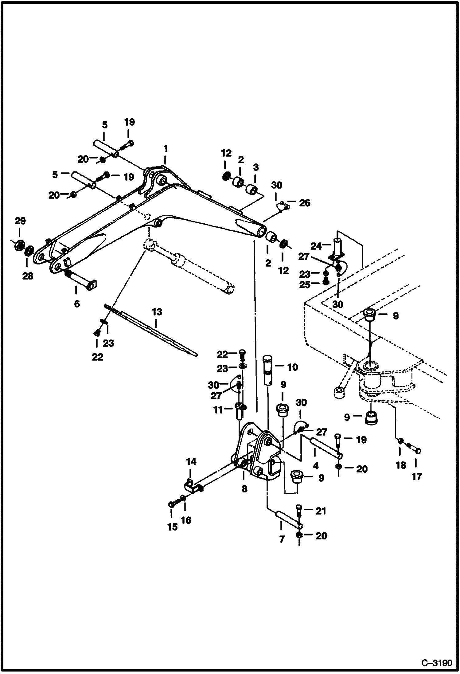 Схема запчастей Bobcat 231 - SWING BRACKET & BOOM WORK EQUIPMENT