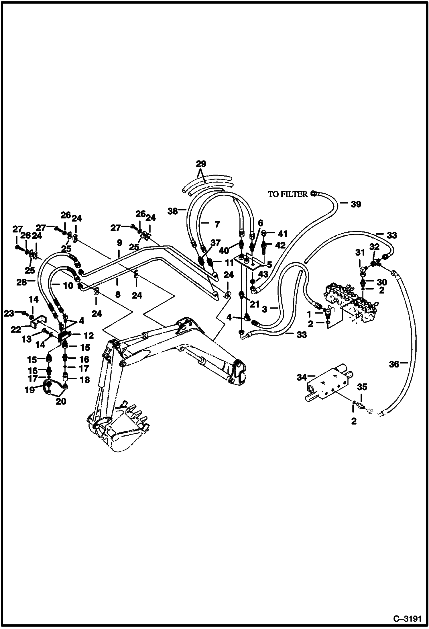 Схема запчастей Bobcat 231 - HYDRAULIC CIRCUITRY (Auxiliary) HYDRAULIC SYSTEM