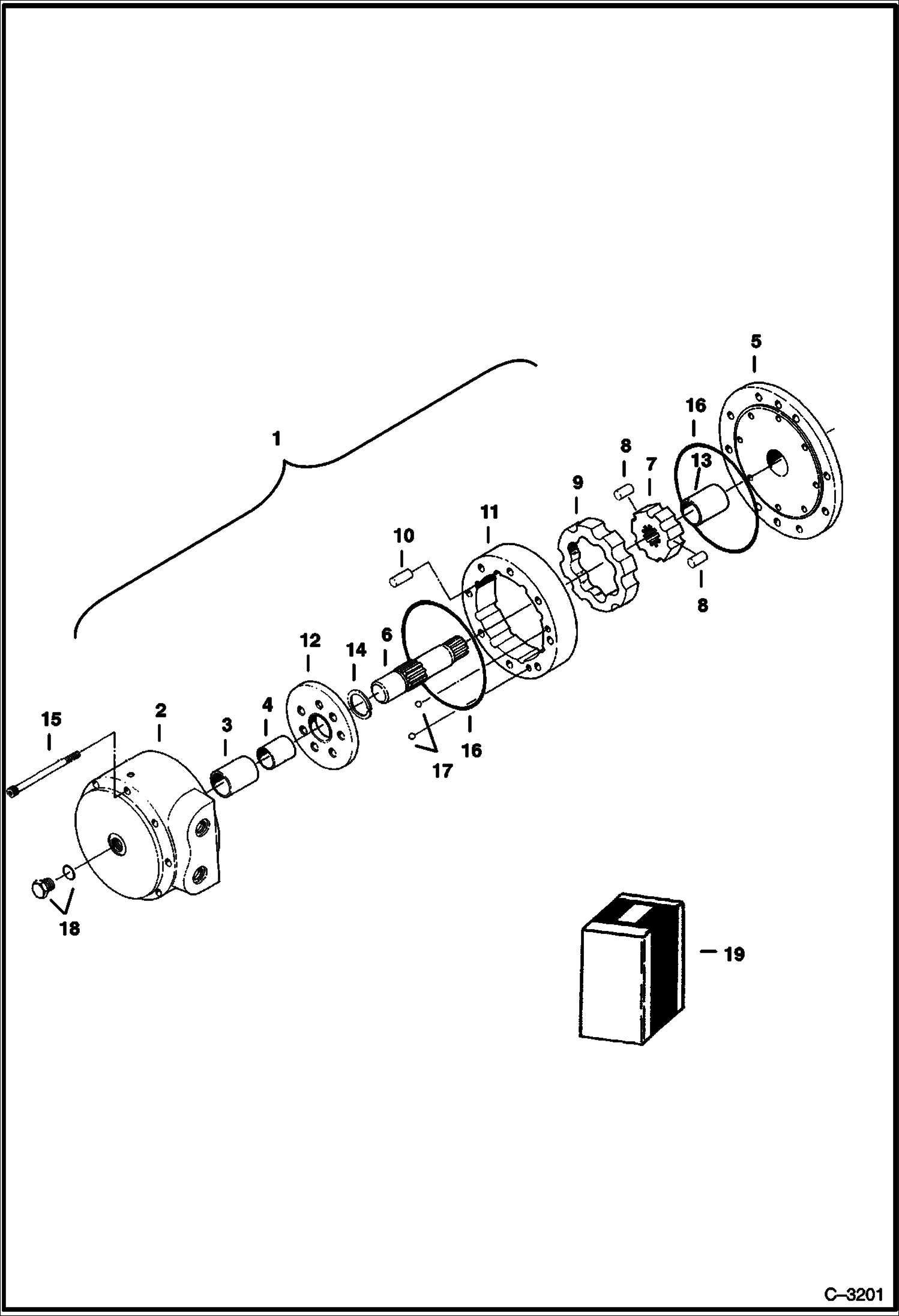 Схема запчастей Bobcat 220 - TRAVEL MOTOR (S/N 508212001-12929) HYDRAULIC SYSTEM