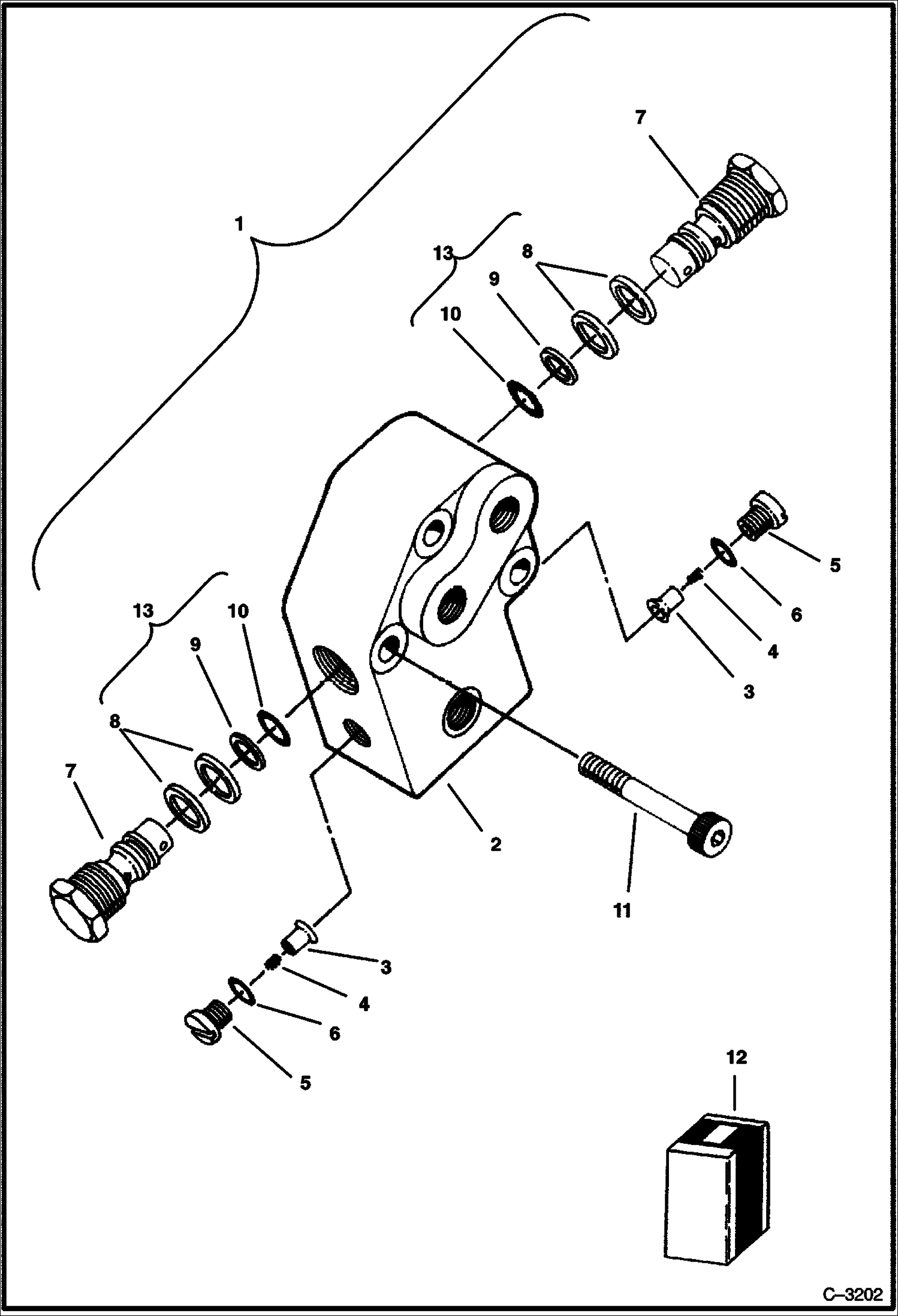 Схема запчастей Bobcat 325 - RELIEF VALVE (S/N 5118 20001-511820519) HYDRAULIC SYSTEM