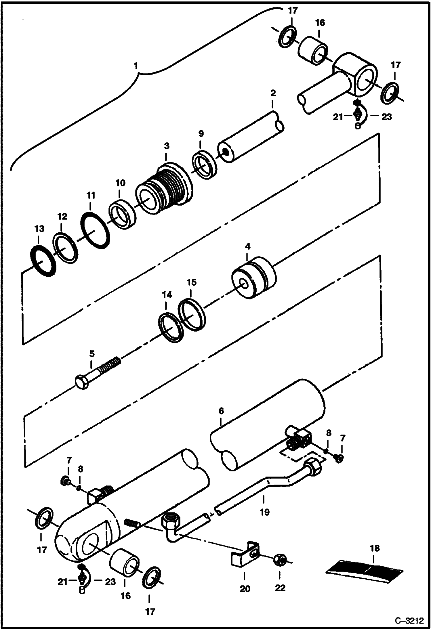 Схема запчастей Bobcat 225 - BUCKET CYLINDER HYDRAULIC SYSTEM