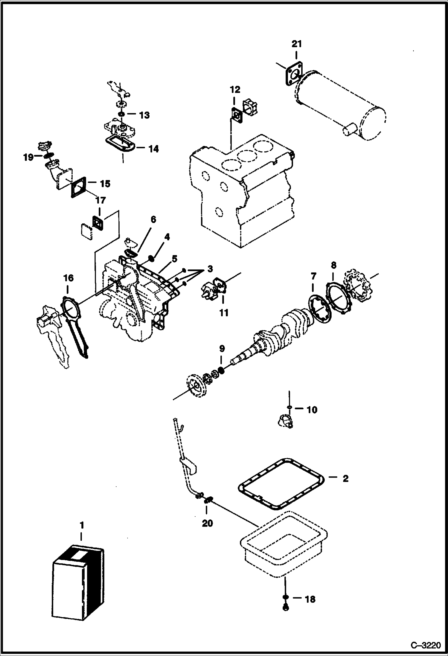 Схема запчастей Bobcat 325 - LOWER GASKET KIT POWER UNIT