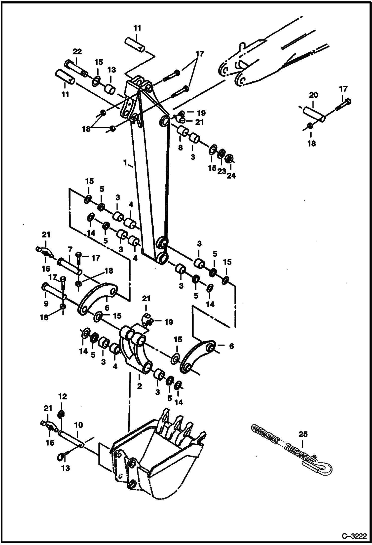 Схема запчастей Bobcat 225 - ARM & BUCKET LINK WORK EQUIPMENT