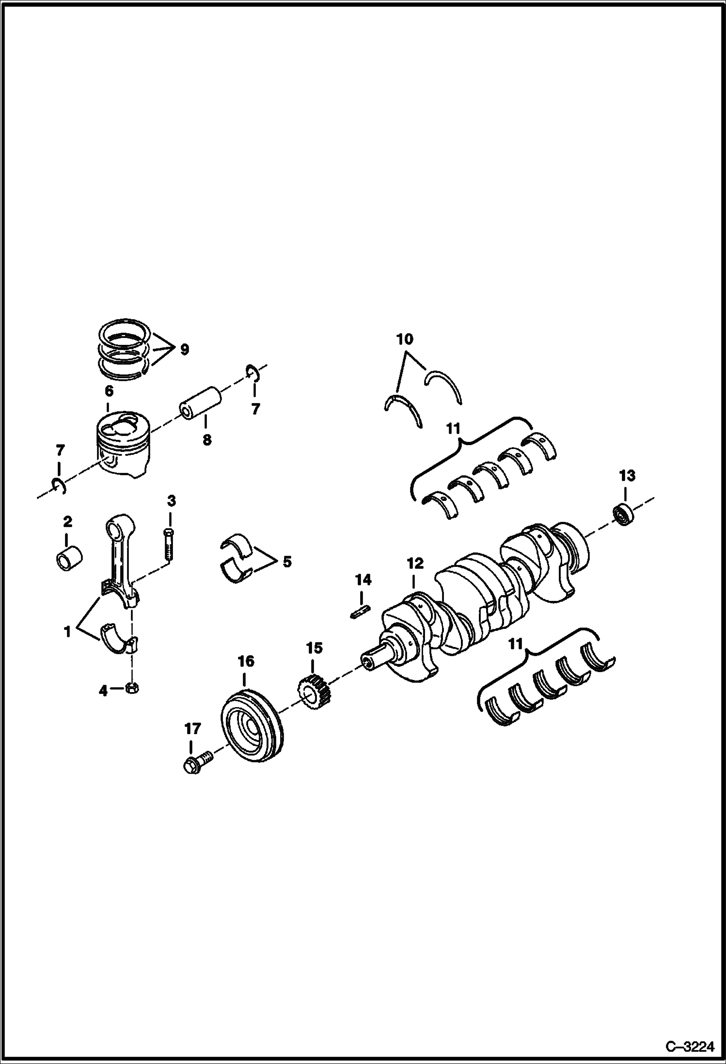 Схема запчастей Bobcat 800s - PISTON & CRANKSHAFT POWER UNIT