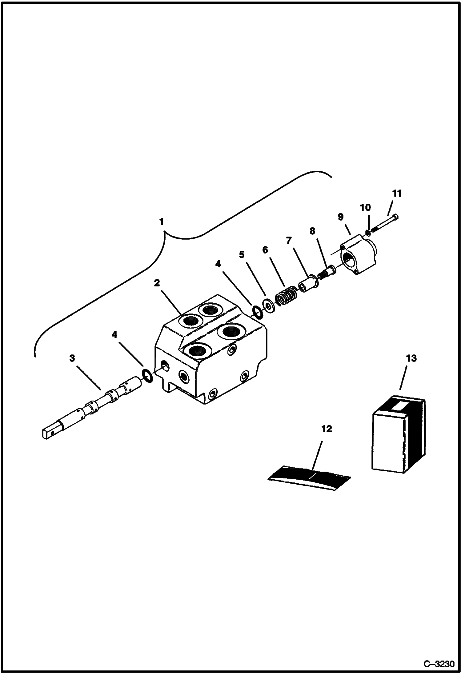 Схема запчастей Bobcat 225 - INLET VALVE SECTION L.H. Travel HYDRAULIC SYSTEM