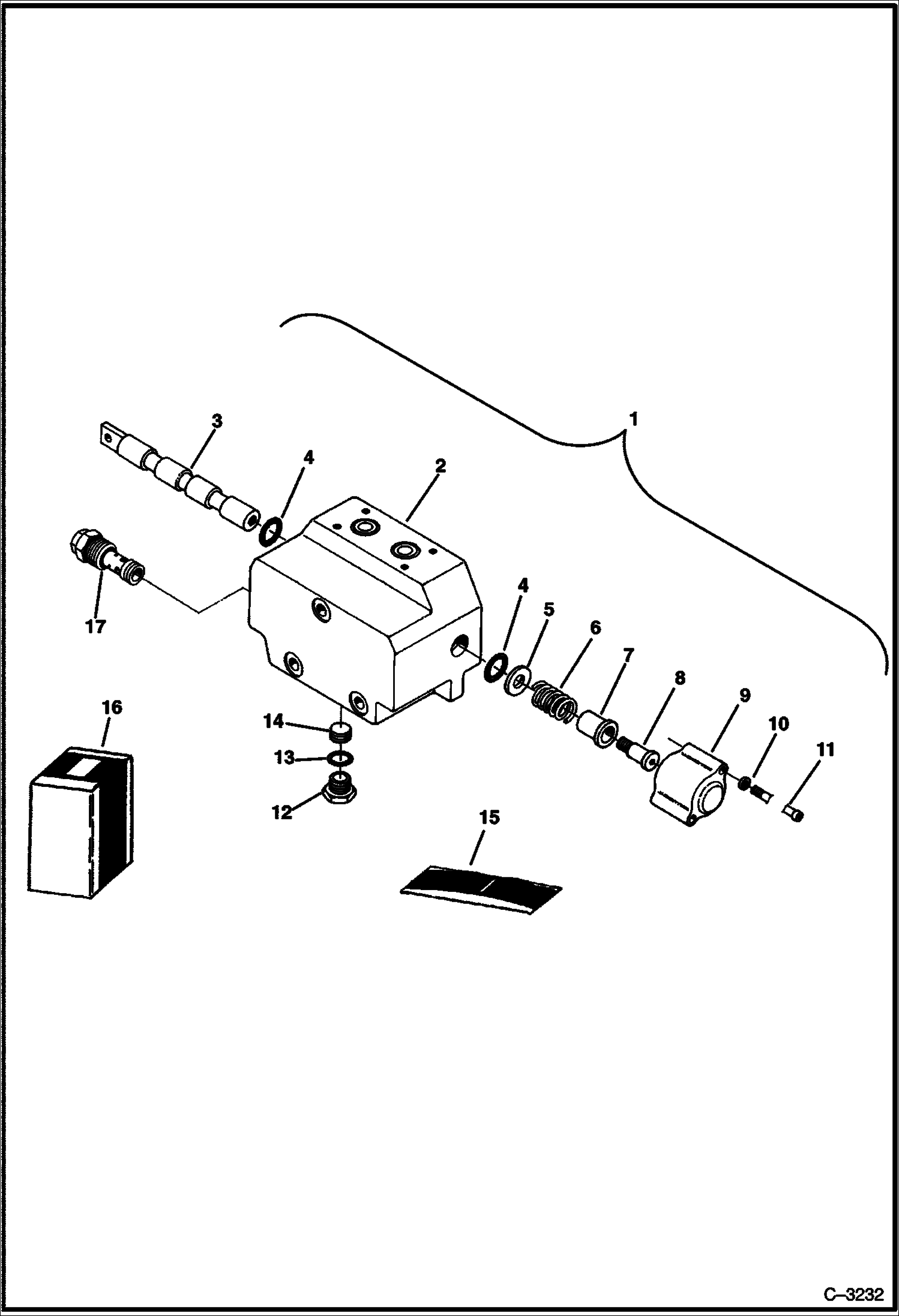 Схема запчастей Bobcat 320 - OUTLET VALVE SECTION (Boom Swing) (S/N 511720001-511721411) HYDRAULIC SYSTEM