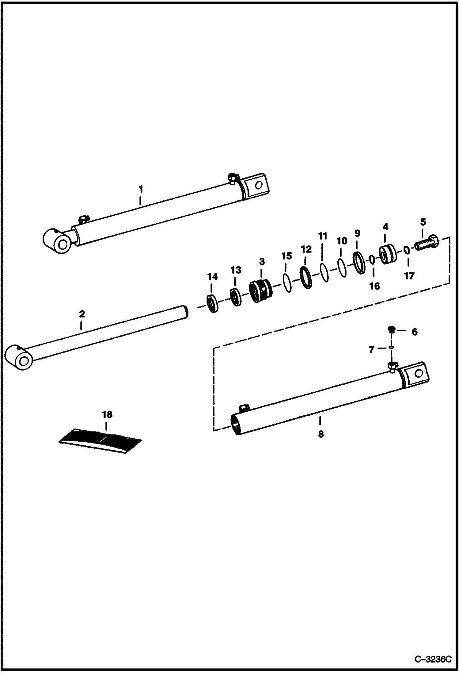 Схема запчастей Bobcat BACKHOE - CYLINDER BUCKET 835SH - S/N 9923(1st 4 digits) 835SH BACKHOE