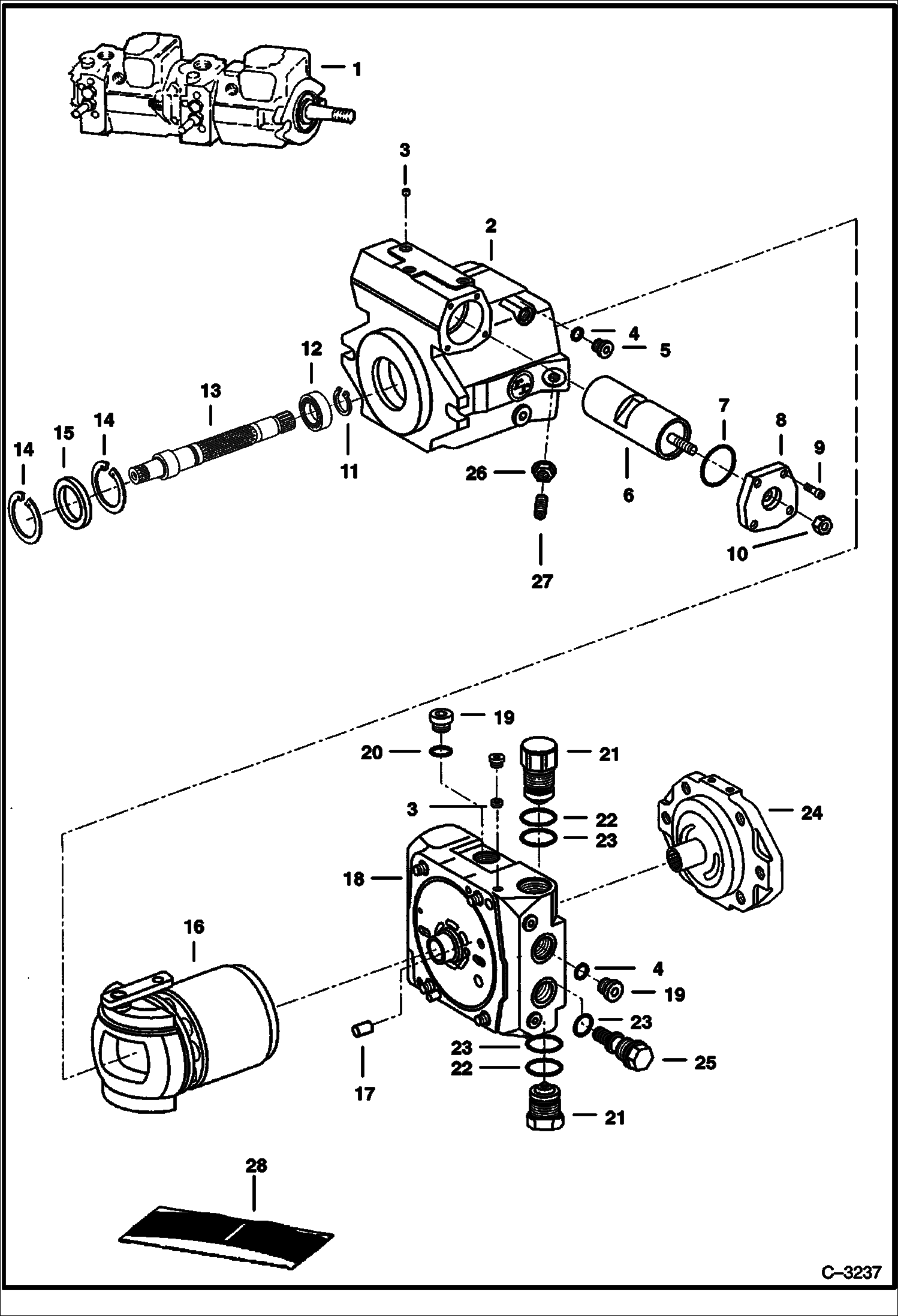 Схема запчастей Bobcat 900s - HYDROSTATIC PUMP (Gear Pump End) HYDROSTATIC SYSTEM