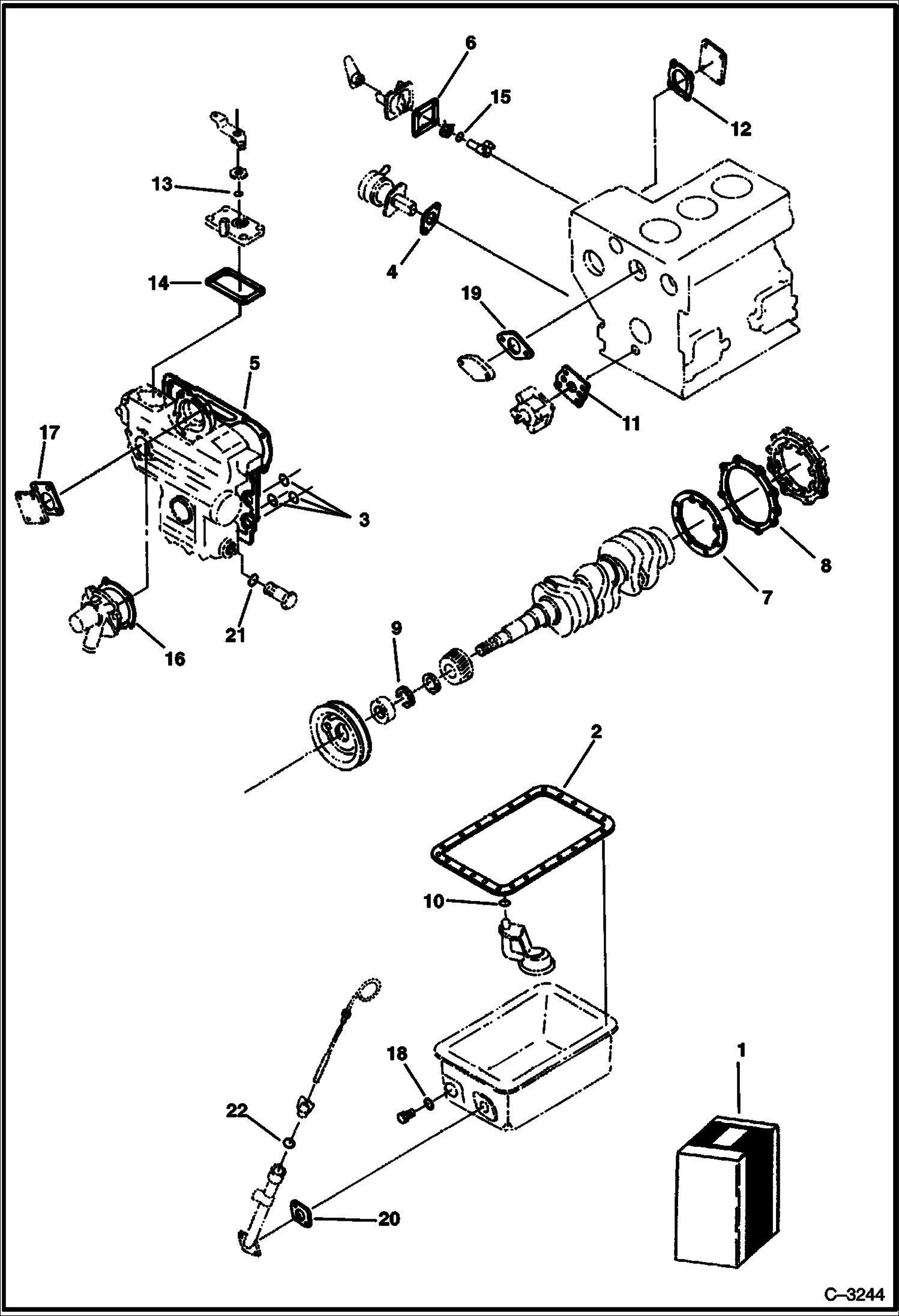 Схема запчастей Bobcat 220 - LOWER GASKET KIT POWER UNIT