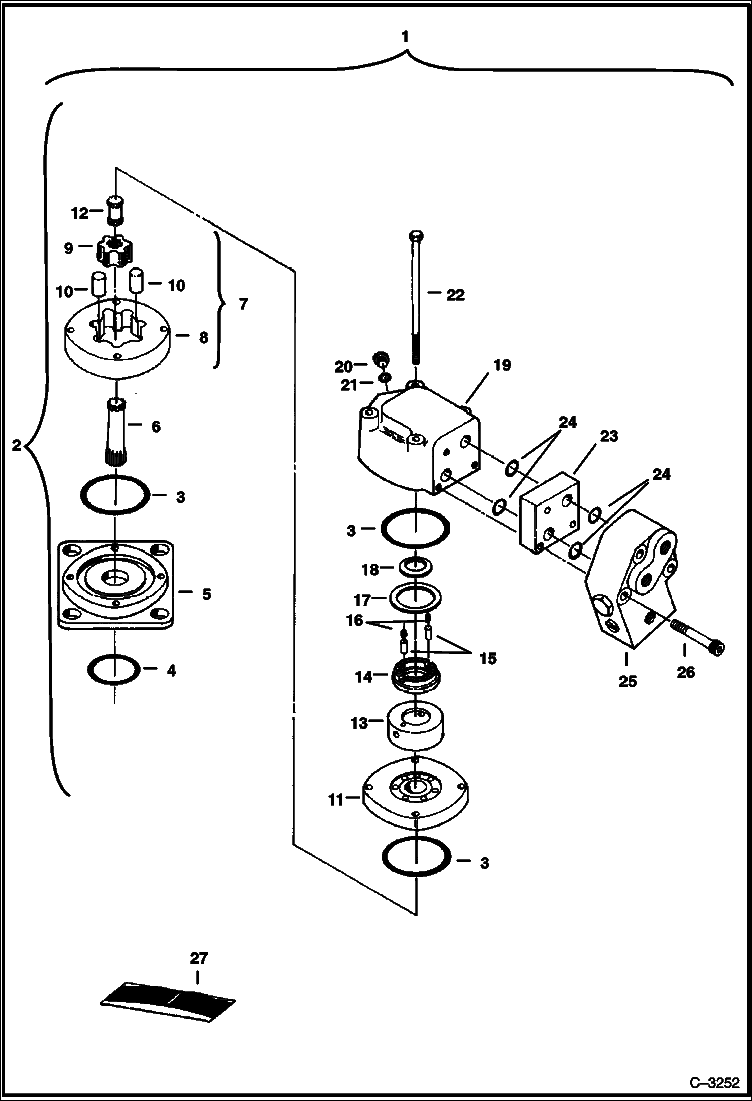 Схема запчастей Bobcat 325 - SWING MOTOR (S/N 511820001-511820519) HYDRAULIC SYSTEM