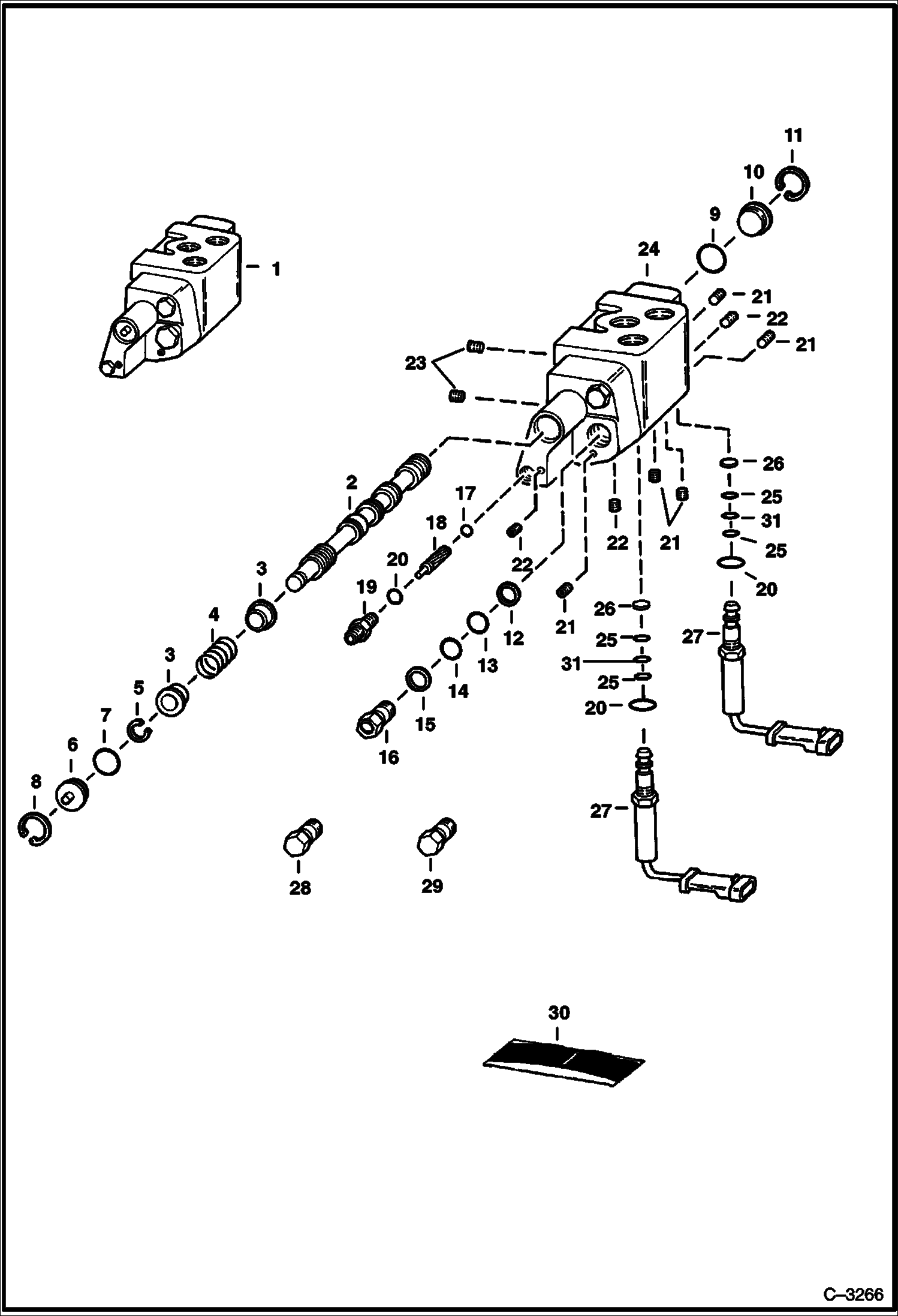 Схема запчастей Bobcat 800s - FRONT AUXILIARY VALVE (Apitech Valve) (S/Ns 5102 50691, 5084 15215, 5101 26791 & Below) (S/Ns 5103 75001, 5097 15001 & Above) (2128 11001 & Above - HHH only) HYDRAULIC SYSTEM