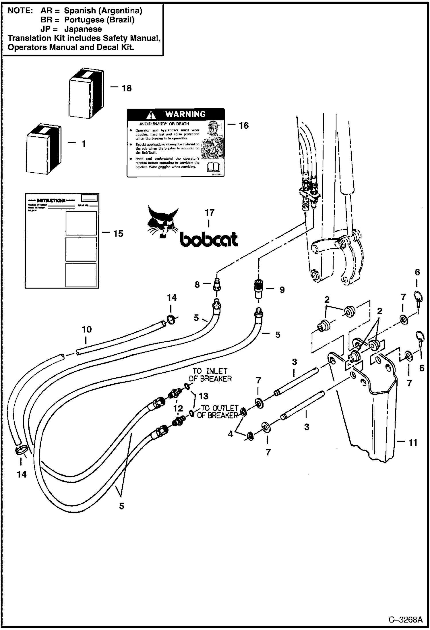 Схема запчастей Bobcat BACKHOE - BREAKER MOUNTING KIT - 2500 835S 835S BACKHOE