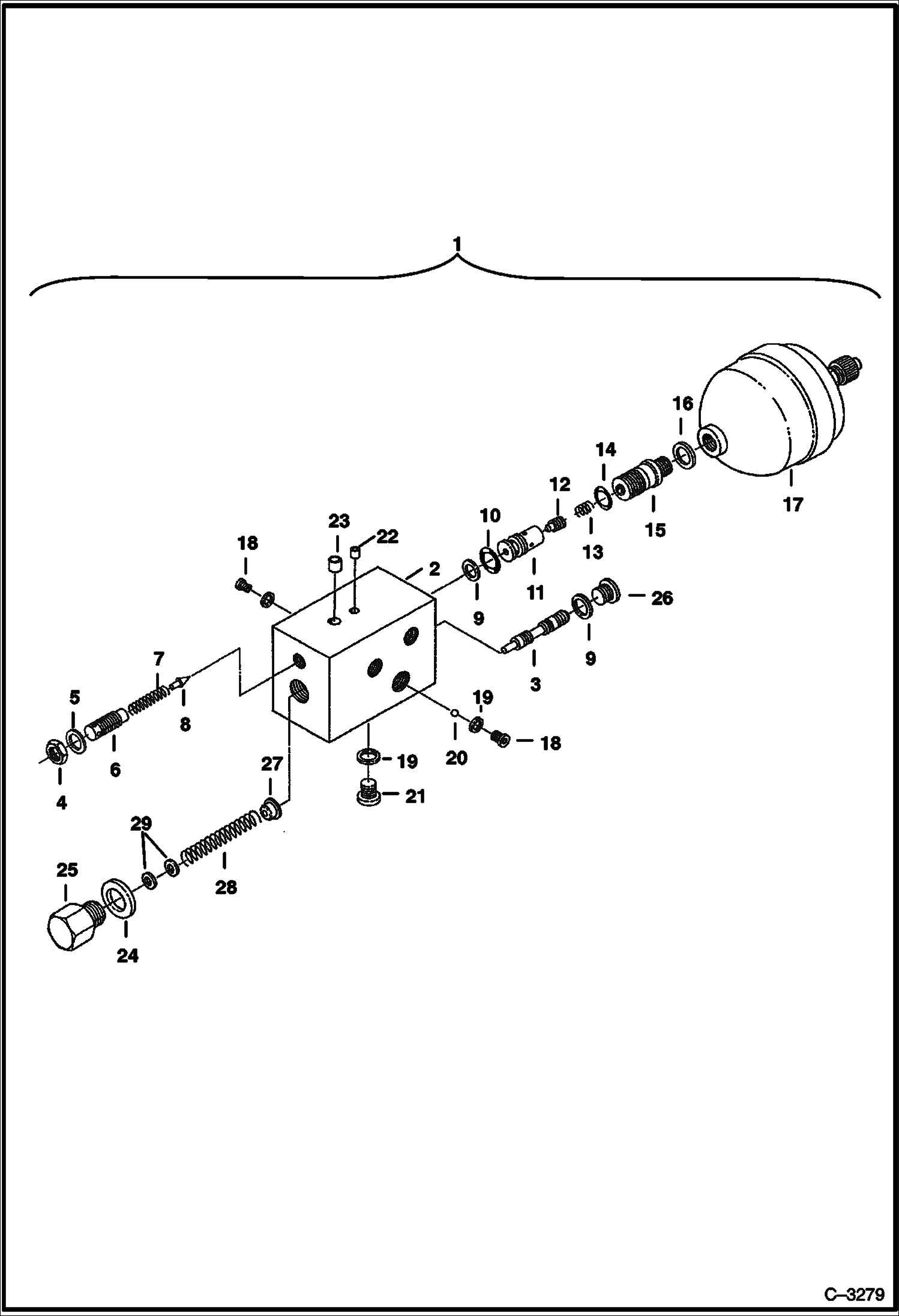 Схема запчастей Bobcat 225 - ACCUMULATOR VALVE HYDRAULIC SYSTEM
