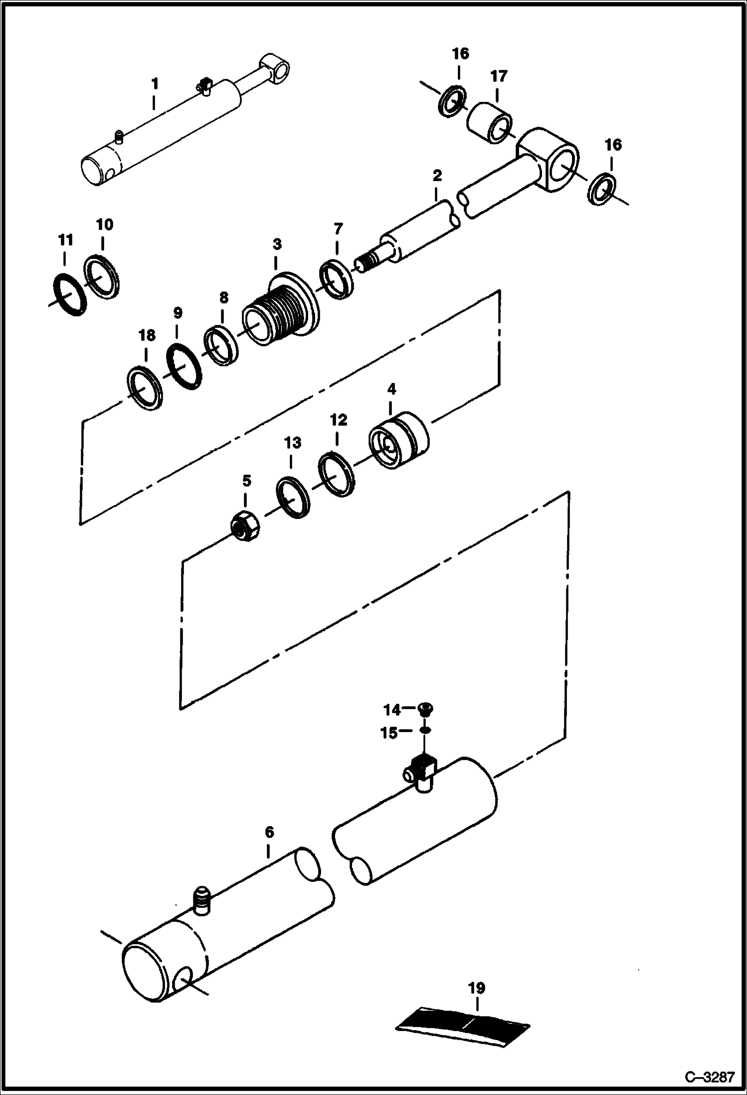 Схема запчастей Bobcat 334 - SWING CYLINDER HYDRAULIC SYSTEM