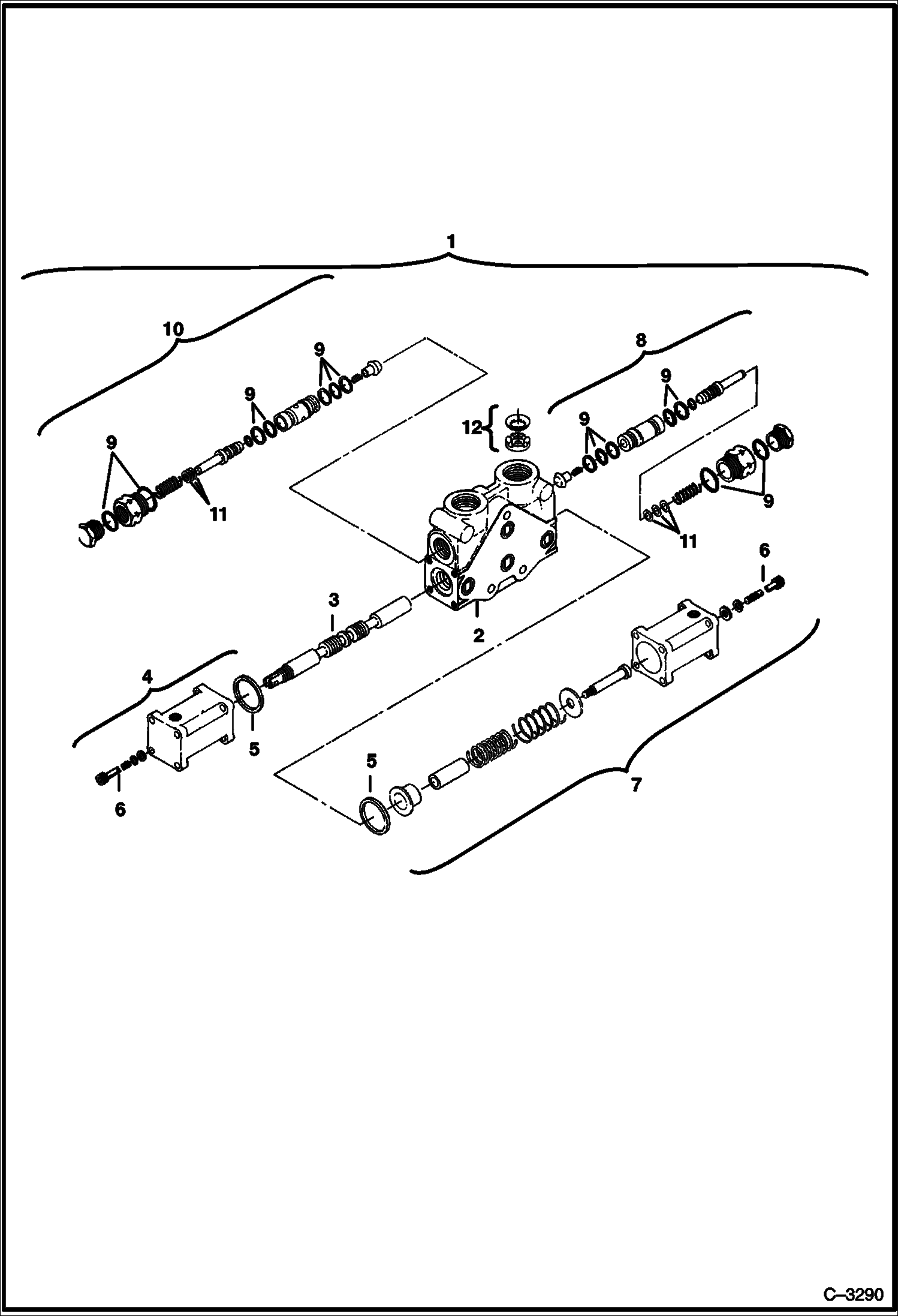 Схема запчастей Bobcat 231 - VALVE SECTION (Boom) (6 Spool Valve) HYDRAULIC SYSTEM