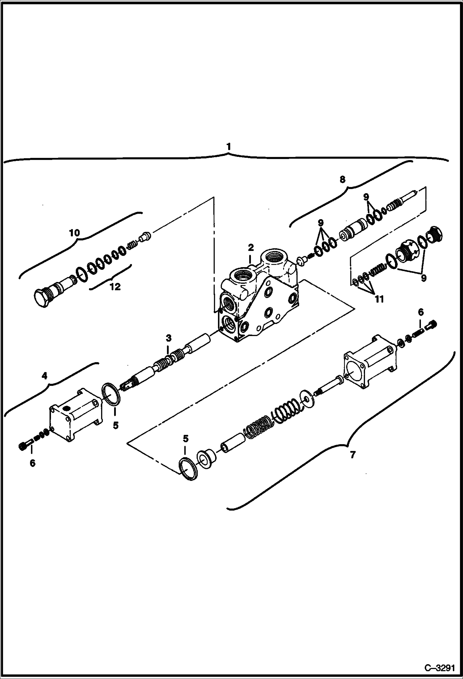 Схема запчастей Bobcat 231 - VALVE SECTION (Bucket) (6 Spool Valve) HYDRAULIC SYSTEM