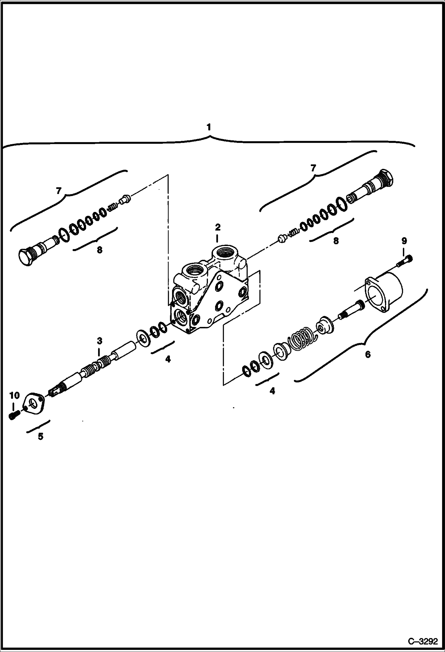 Схема запчастей Bobcat 231 - VALVE SECTION (Auxiliary) (6 Spool Valve) HYDRAULIC SYSTEM