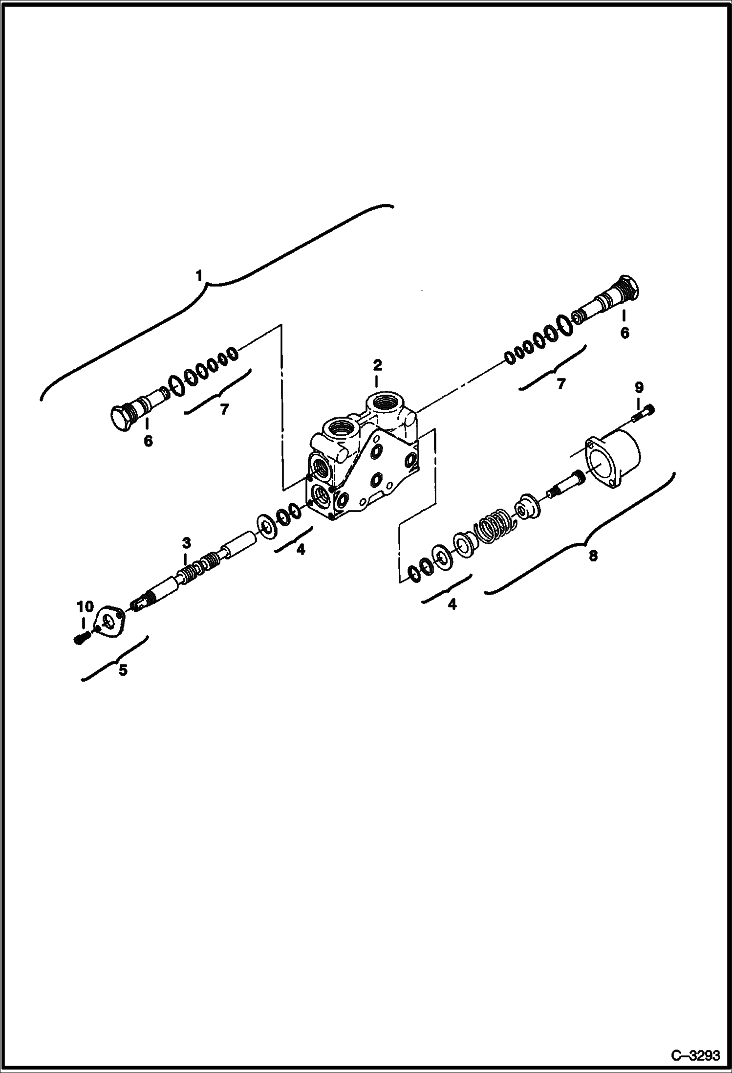 Схема запчастей Bobcat 231 - VALVE SECTION (Right Hand Travel) (S/N 6 Spool Valve) HYDRAULIC SYSTEM