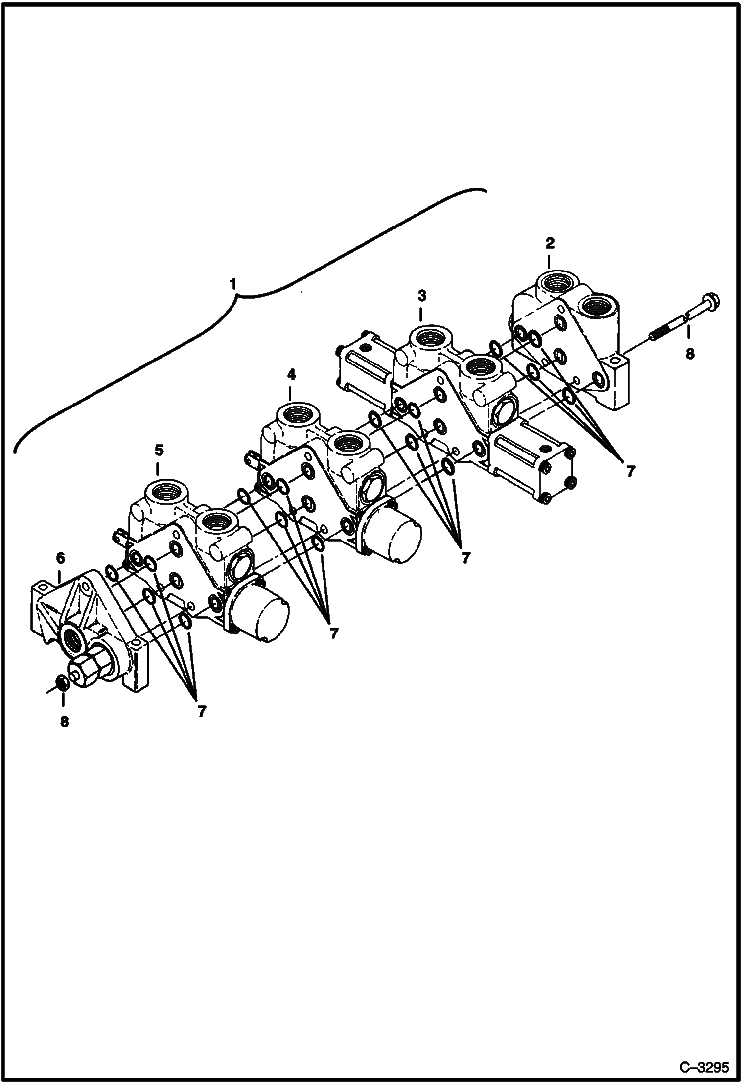 Схема запчастей Bobcat 331 - 3 SPOOL VALVE HYDRAULIC SYSTEM