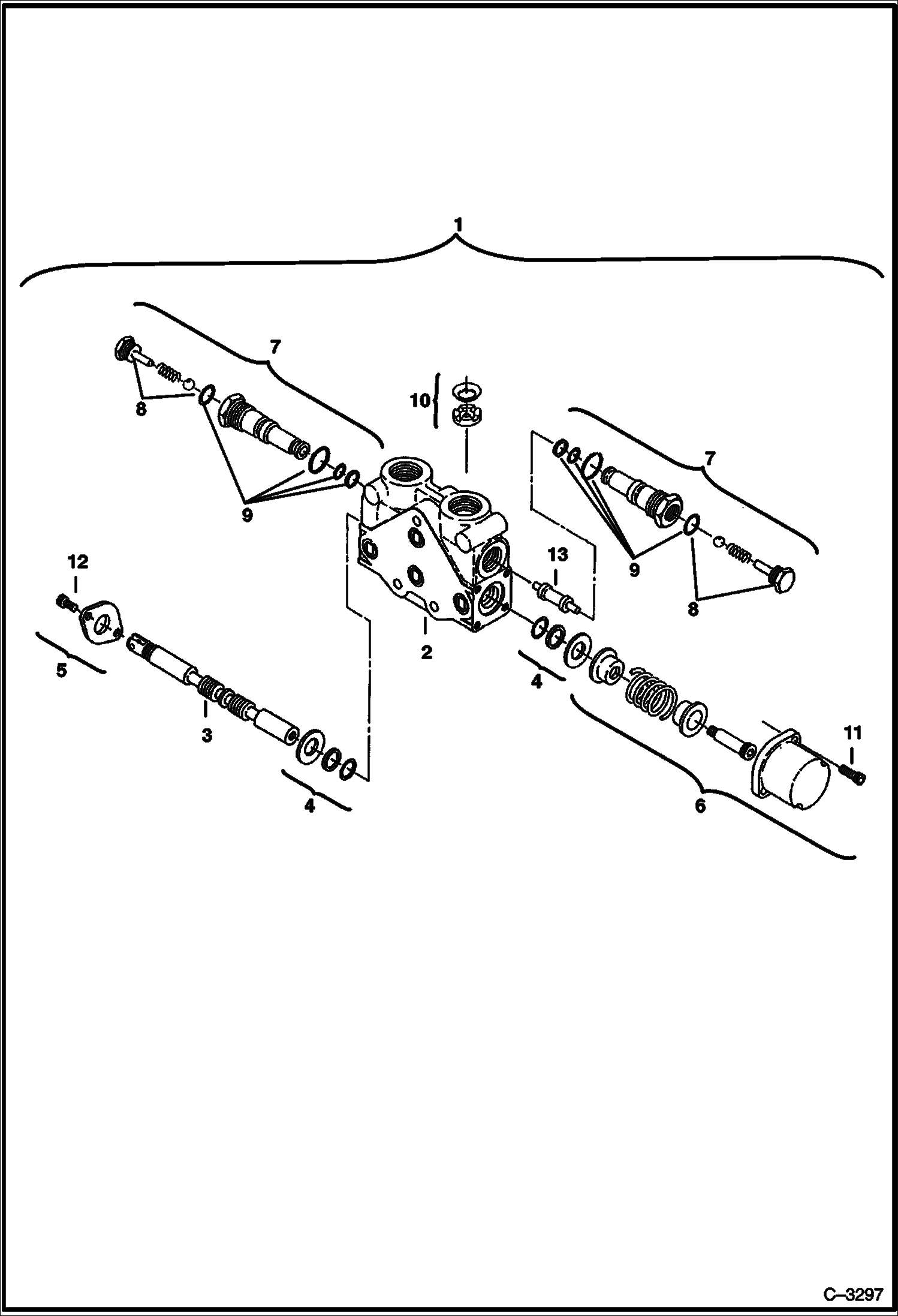 Схема запчастей Bobcat 231 - VALVE SECTION (Blade) (3 Spool Valve) HYDRAULIC SYSTEM