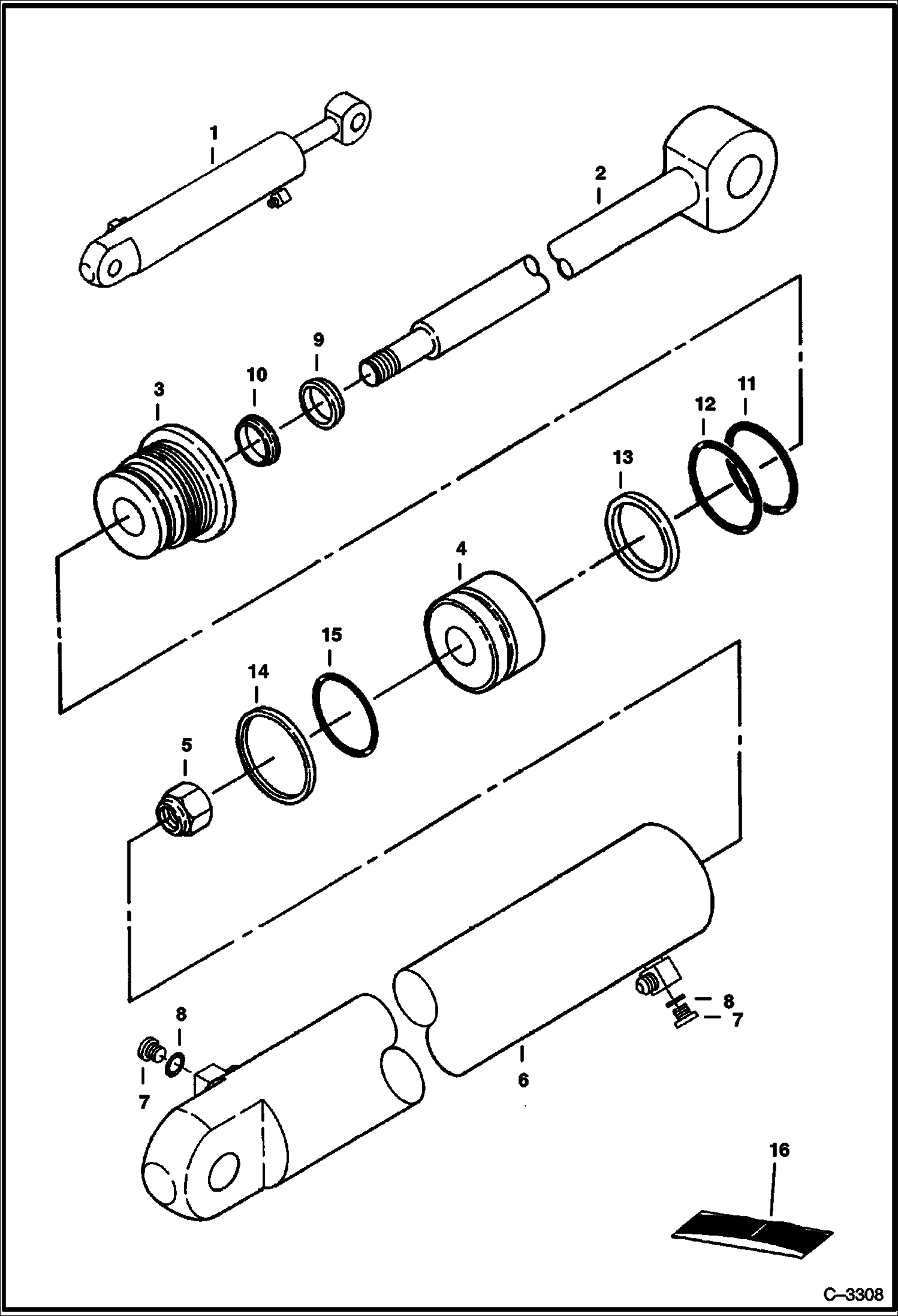 Схема запчастей Bobcat 220 - BUCKET CYLINDER (Bobcat) HYDRAULIC SYSTEM