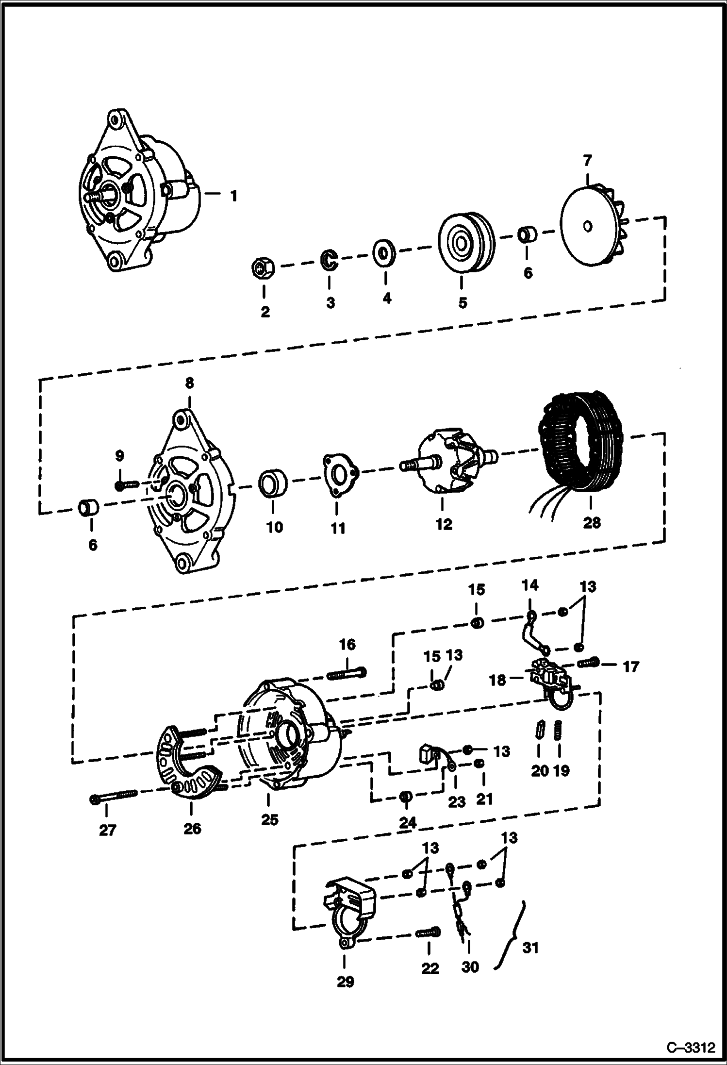 Схема запчастей Bobcat 700s - ALTERNATOR (Bobcat) (S/N 5122 50001-57999, 5124 50001-50999, 5126 20001 & Abv) ELECTRICAL SYSTEM