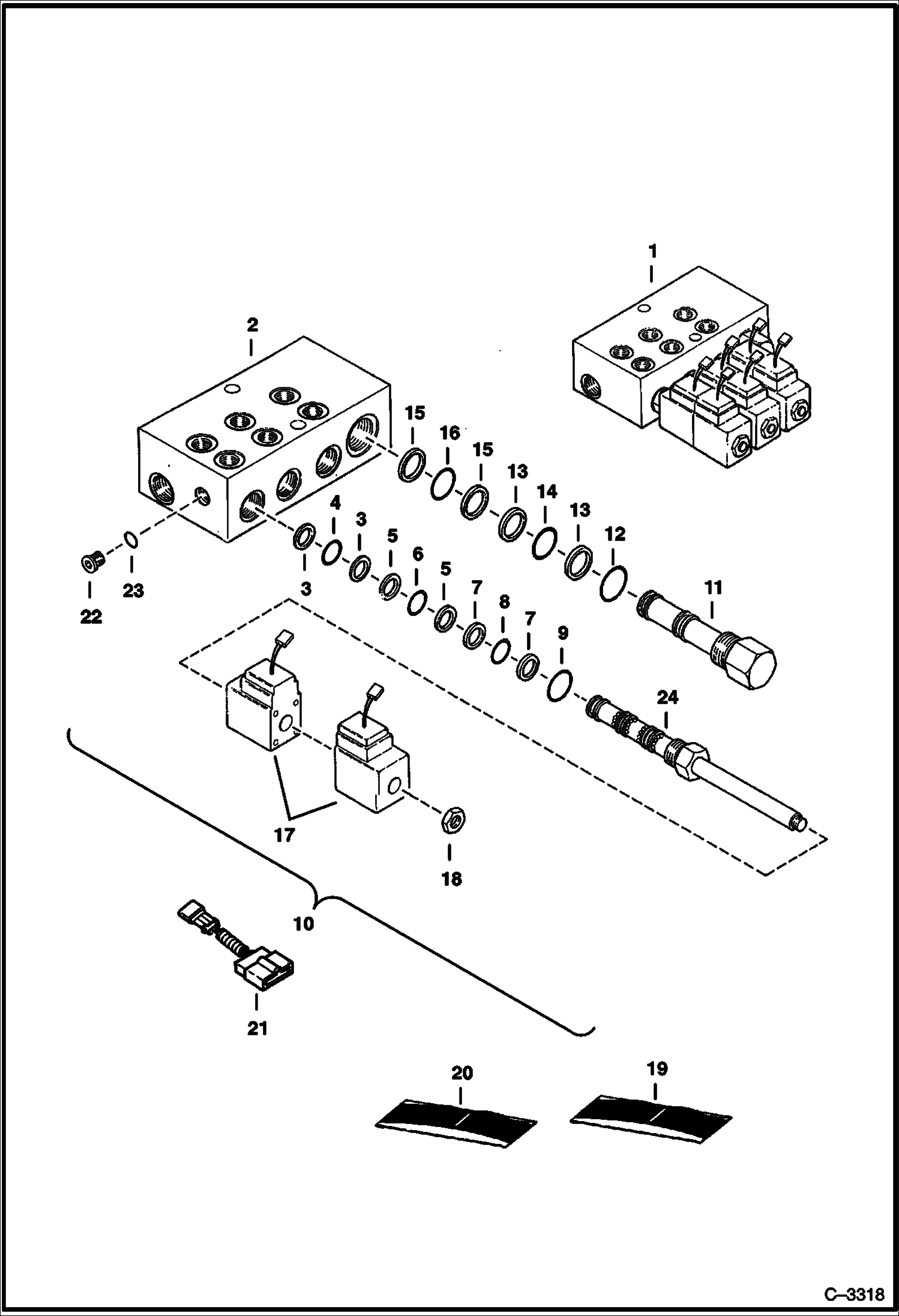 Схема запчастей Bobcat GRADER - GRADER (Hydraulic Valve) (802700423 & Above) (231511101 & Above) Loader