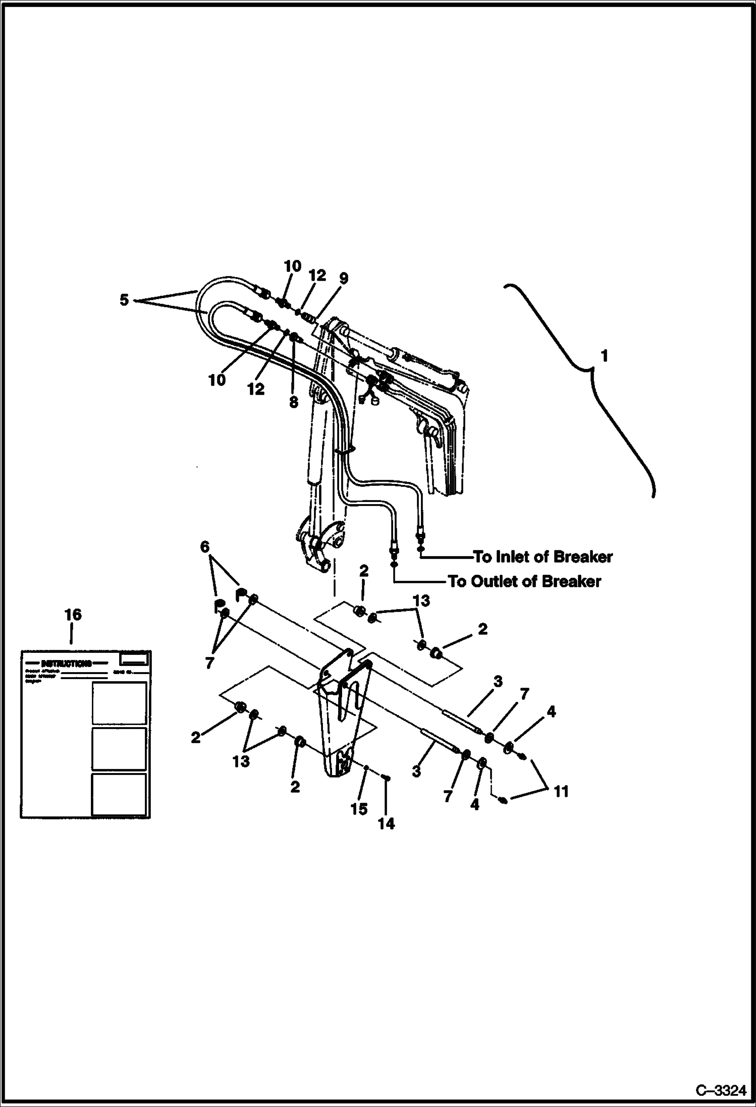 Схема запчастей Bobcat BREAKERS - BREAKER (Mounting Kit) (1250X) (Use on 220, 320, 322) Экскаваторы