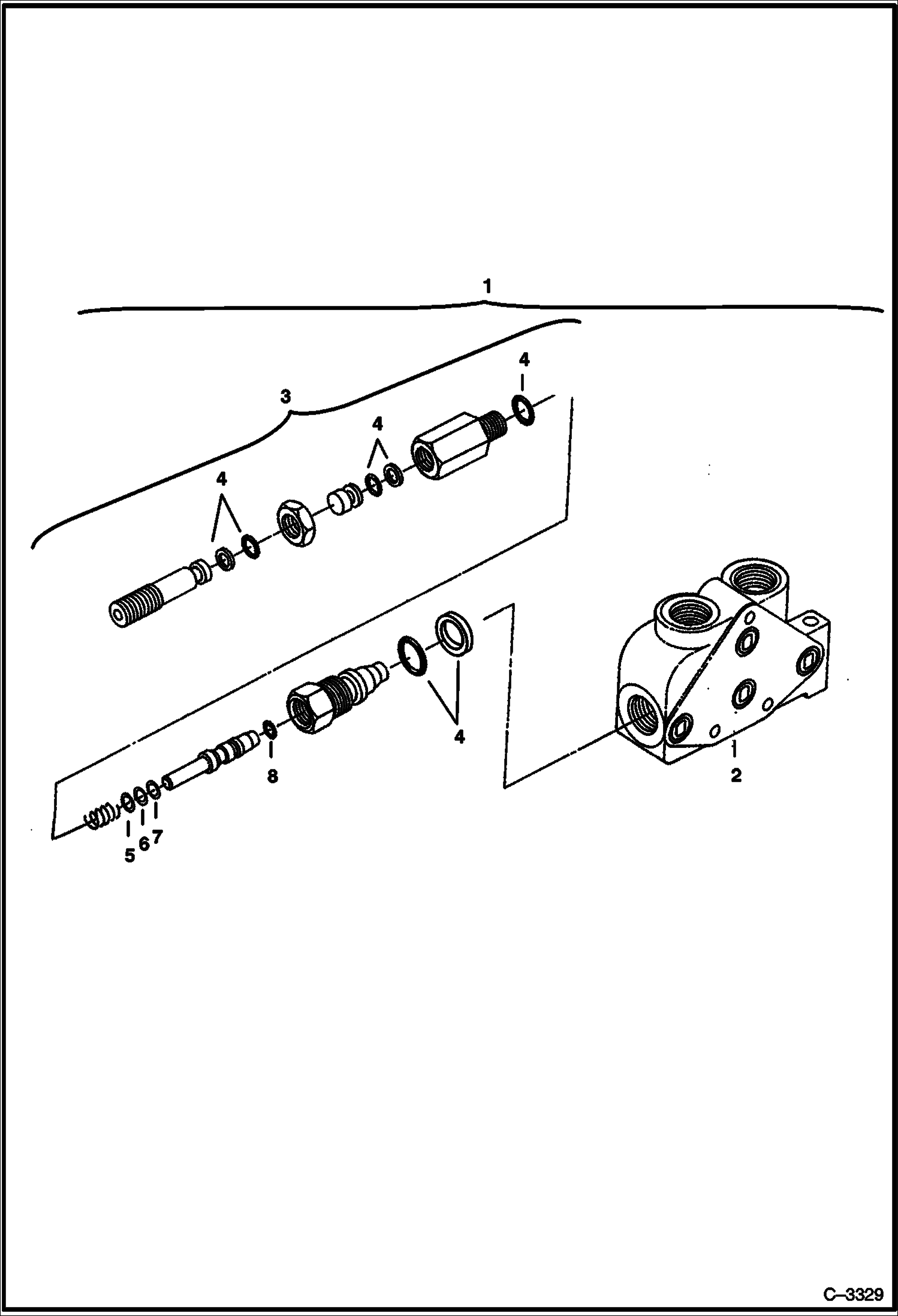 Схема запчастей Bobcat 331 - END COVER (6 Spool Valve) HYDRAULIC SYSTEM