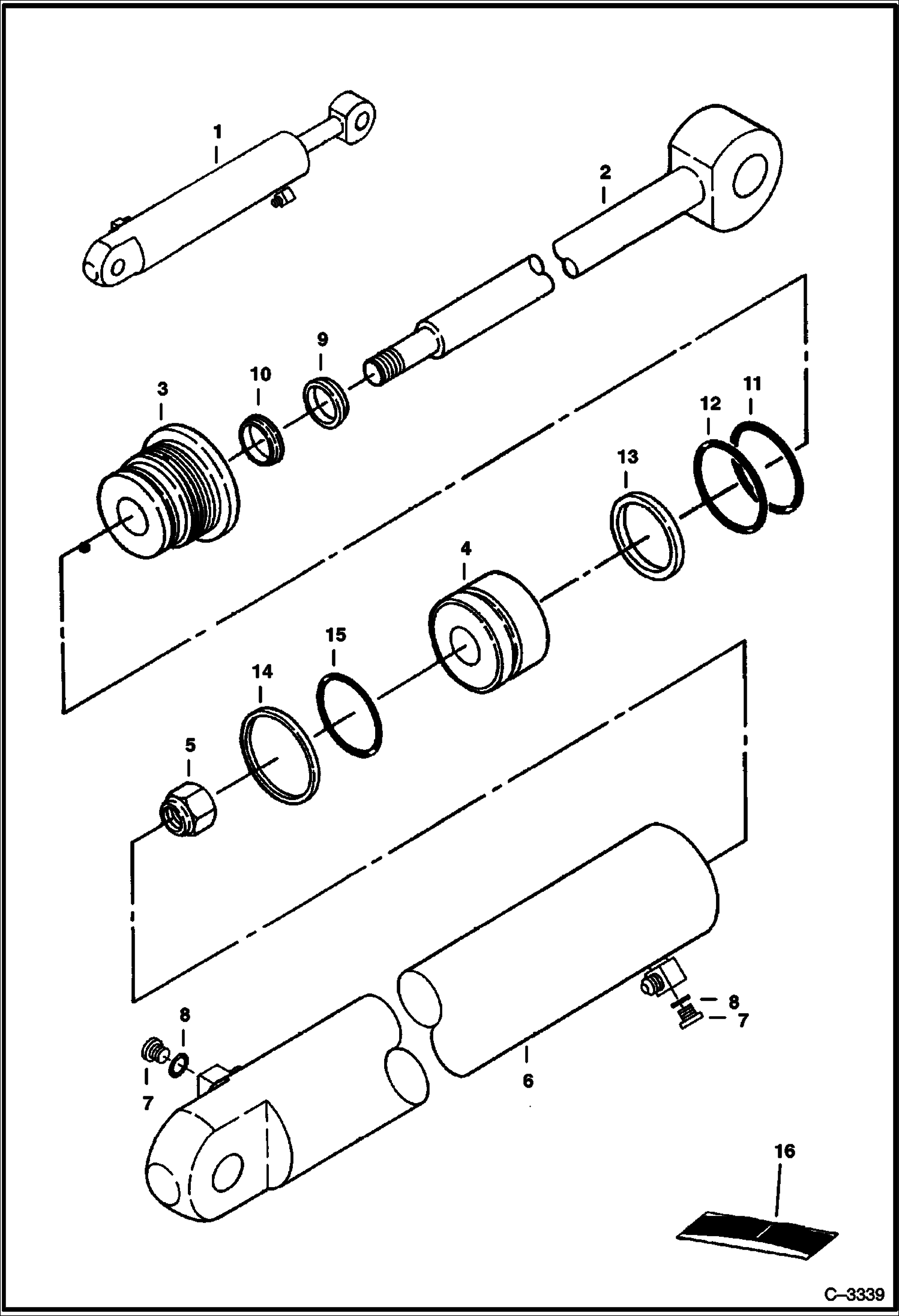 Схема запчастей Bobcat 320 - BUCKET CYLINDER (S/N 511720001-511721115) HYDRAULIC SYSTEM