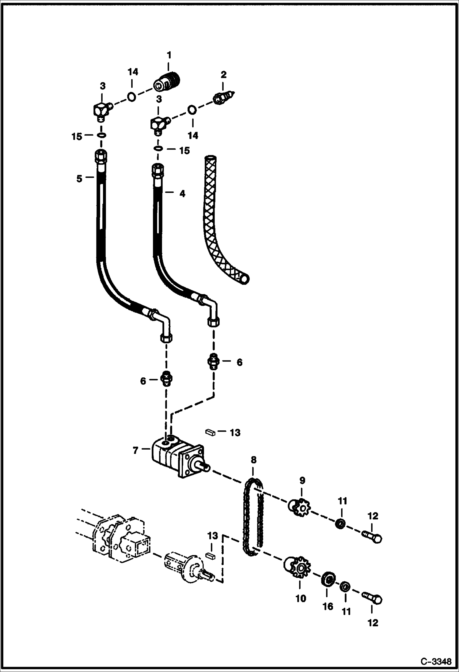 Схема запчастей Bobcat TILLER - TILLER (Hydraulic Drive System) (52 2801) (68 0547) Loader