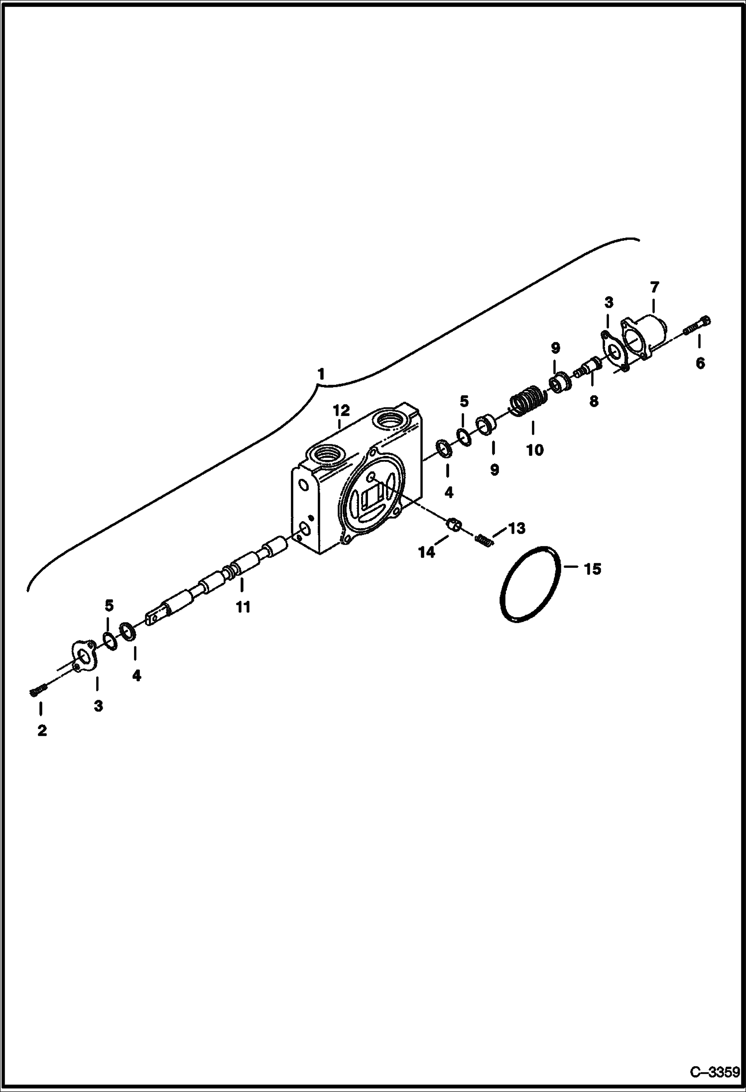 Схема запчастей Bobcat 322 - VALVE SECTION (R.H. Travel & Auxiliary) HYDRAULIC SYSTEM