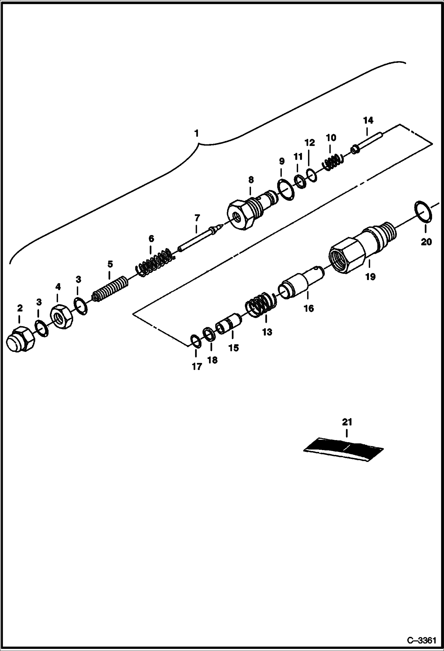 Схема запчастей Bobcat 334 - RELIEF VALVE (S/N 512913001 & Above, 517711001 & Above, and 516711001 & Above) HYDRAULIC SYSTEM