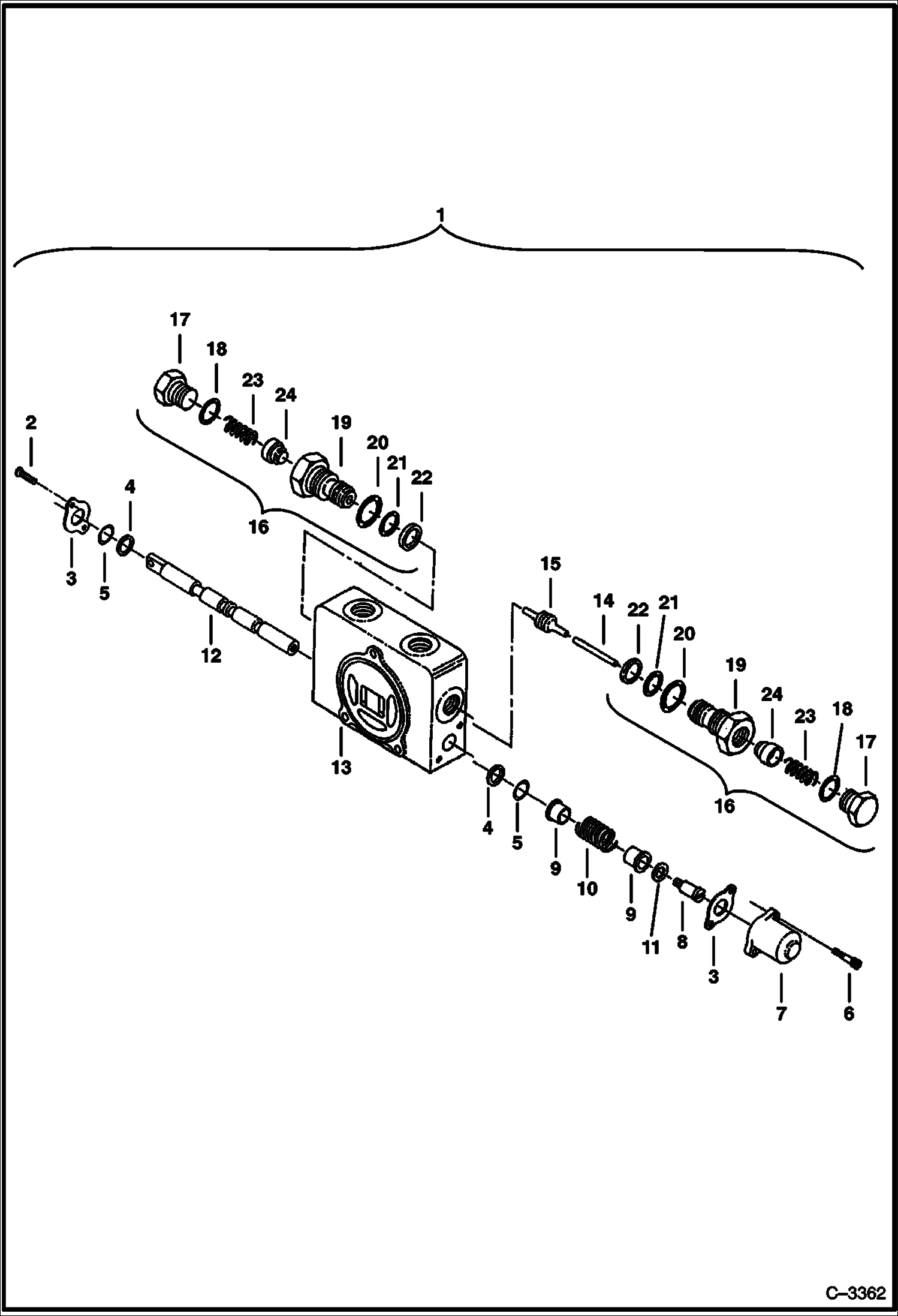 Схема запчастей Bobcat 325 - VALVE SECTION (Blade and Boom Swing) HYDRAULIC SYSTEM