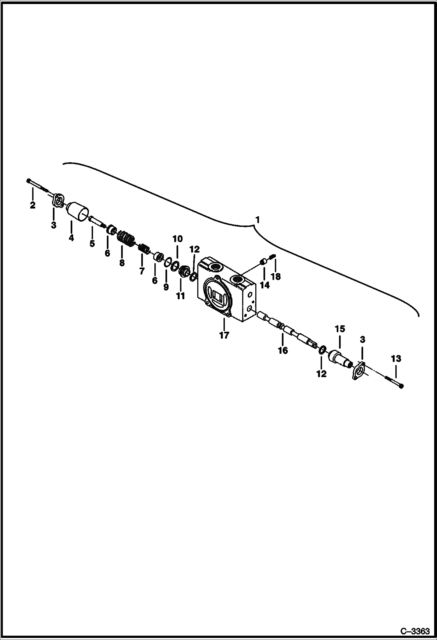 Схема запчастей Bobcat 325 - VALVE SECTION (Swing Motor) (S/N 511820520 & Above) HYDRAULIC SYSTEM