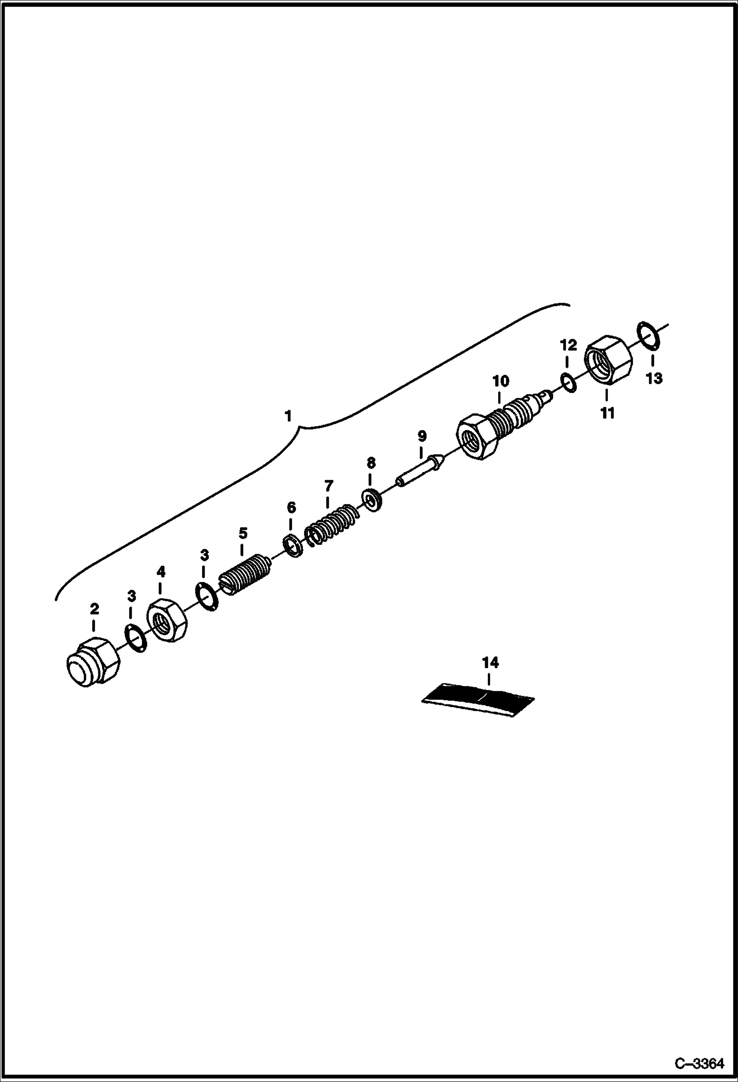 Схема запчастей Bobcat 331 - RELIEF VALVE (S/N 512913001 & Above, 517711001 & Above, and 516711001 & Above) HYDRAULIC SYSTEM