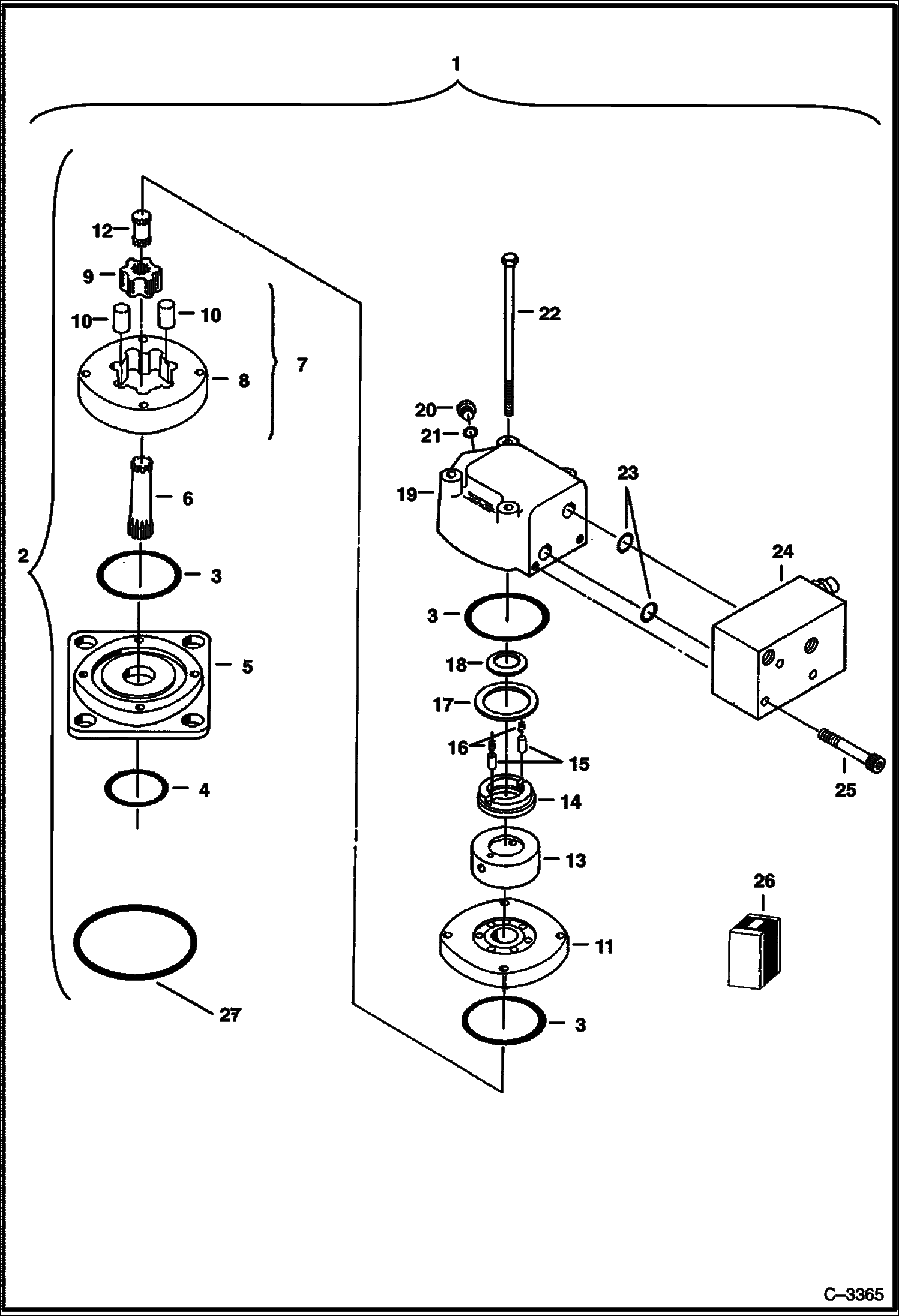 Схема запчастей Bobcat 325 - SWING MOTOR (S/N 511820520 & Above) HYDRAULIC SYSTEM